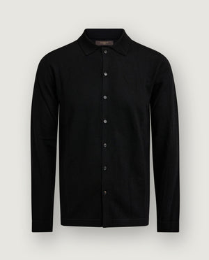 Wol Lange Mouwen Shirt - Zwart