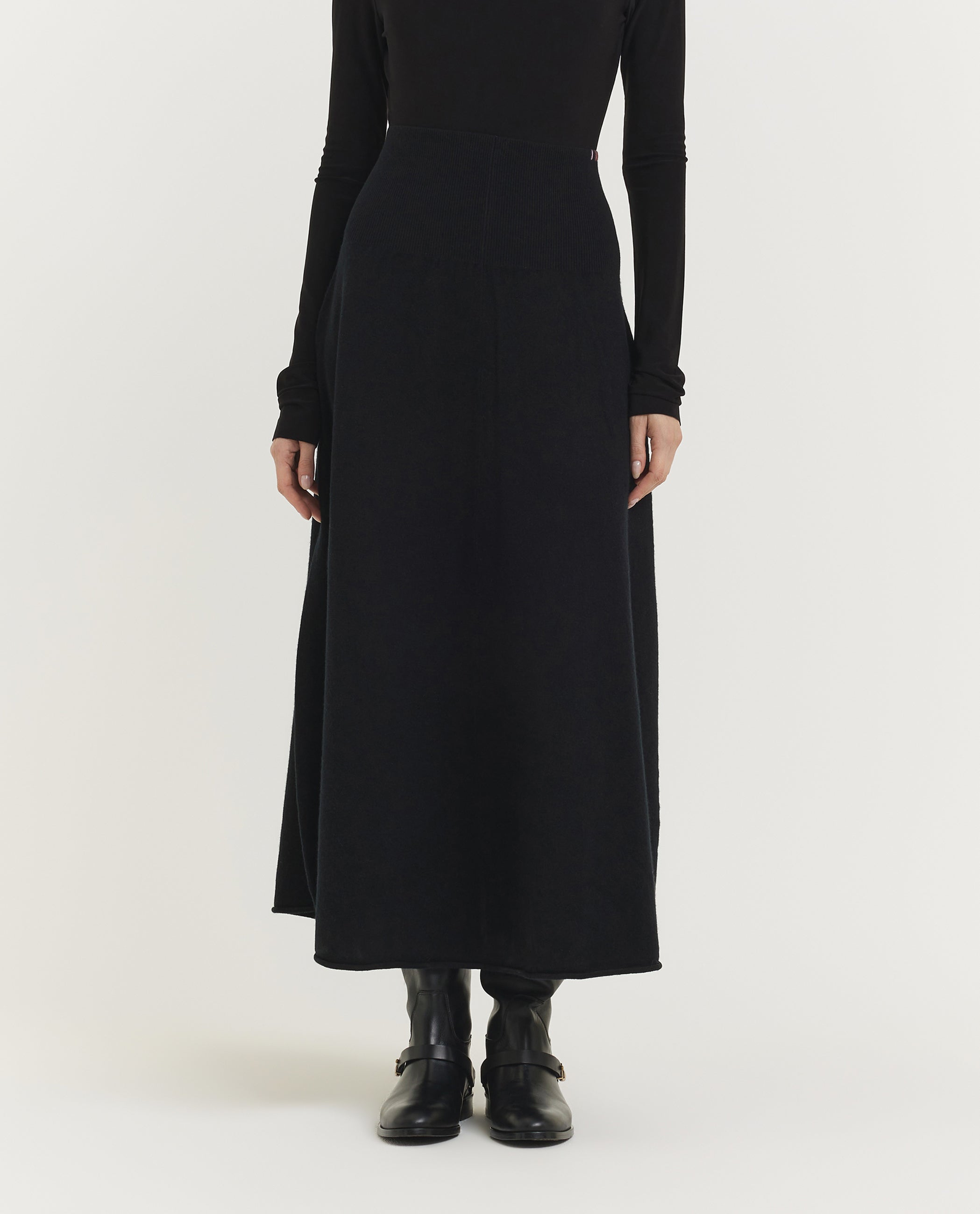 NO.388 Ease Cashmere Rok - Zwart