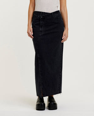 Denim maxi skirt