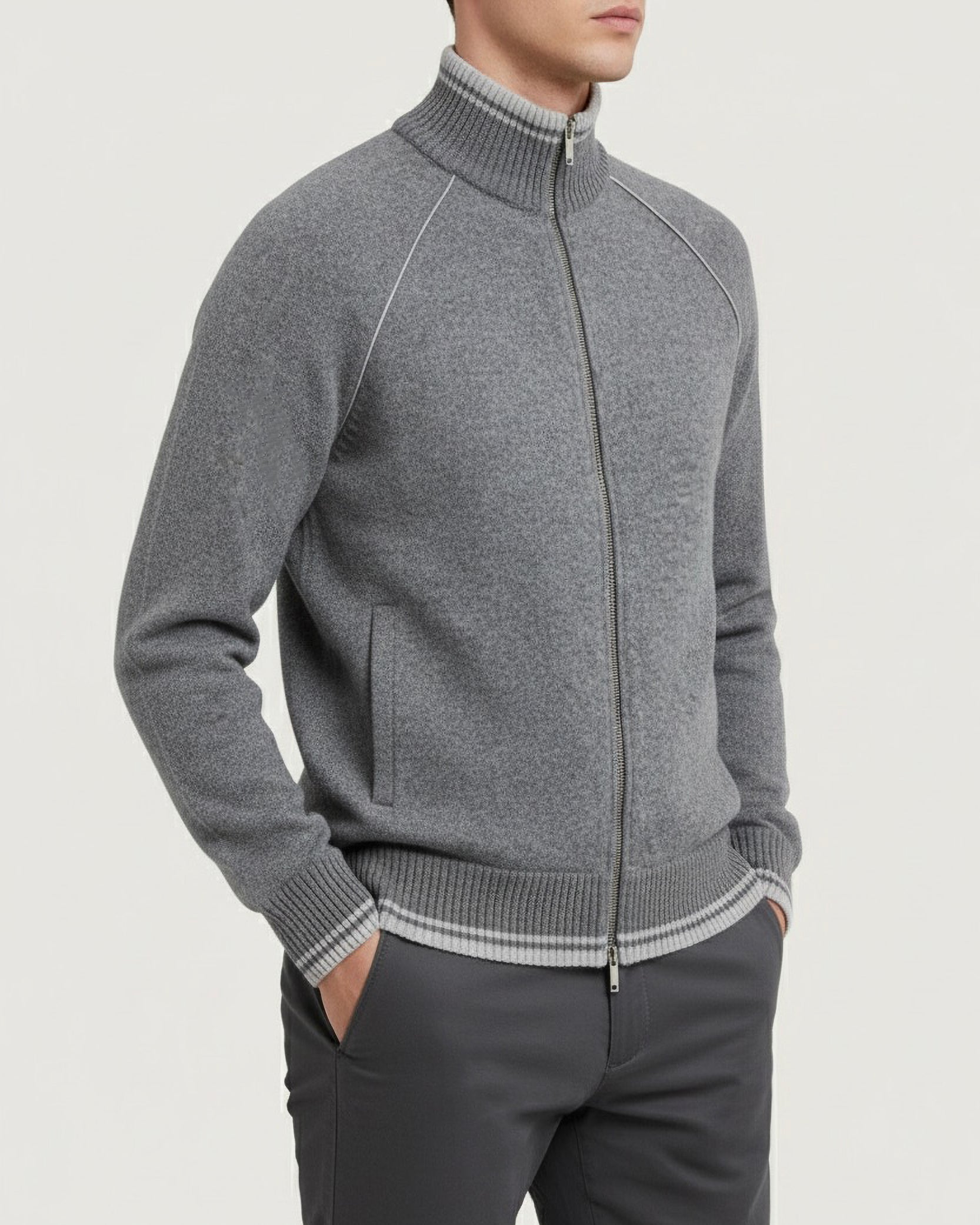 Wol Cashmere Raglan Vest - Grijs