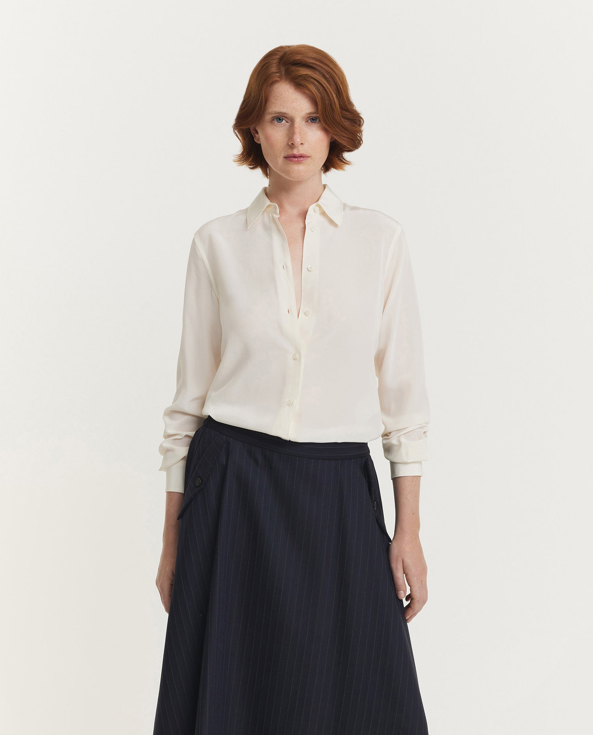 Zijden Crêpe Shirt - Ecru