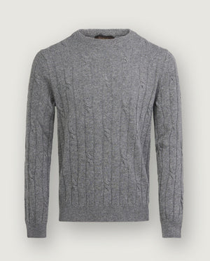 Wol Cashmere Kabeltrui - Grijs
