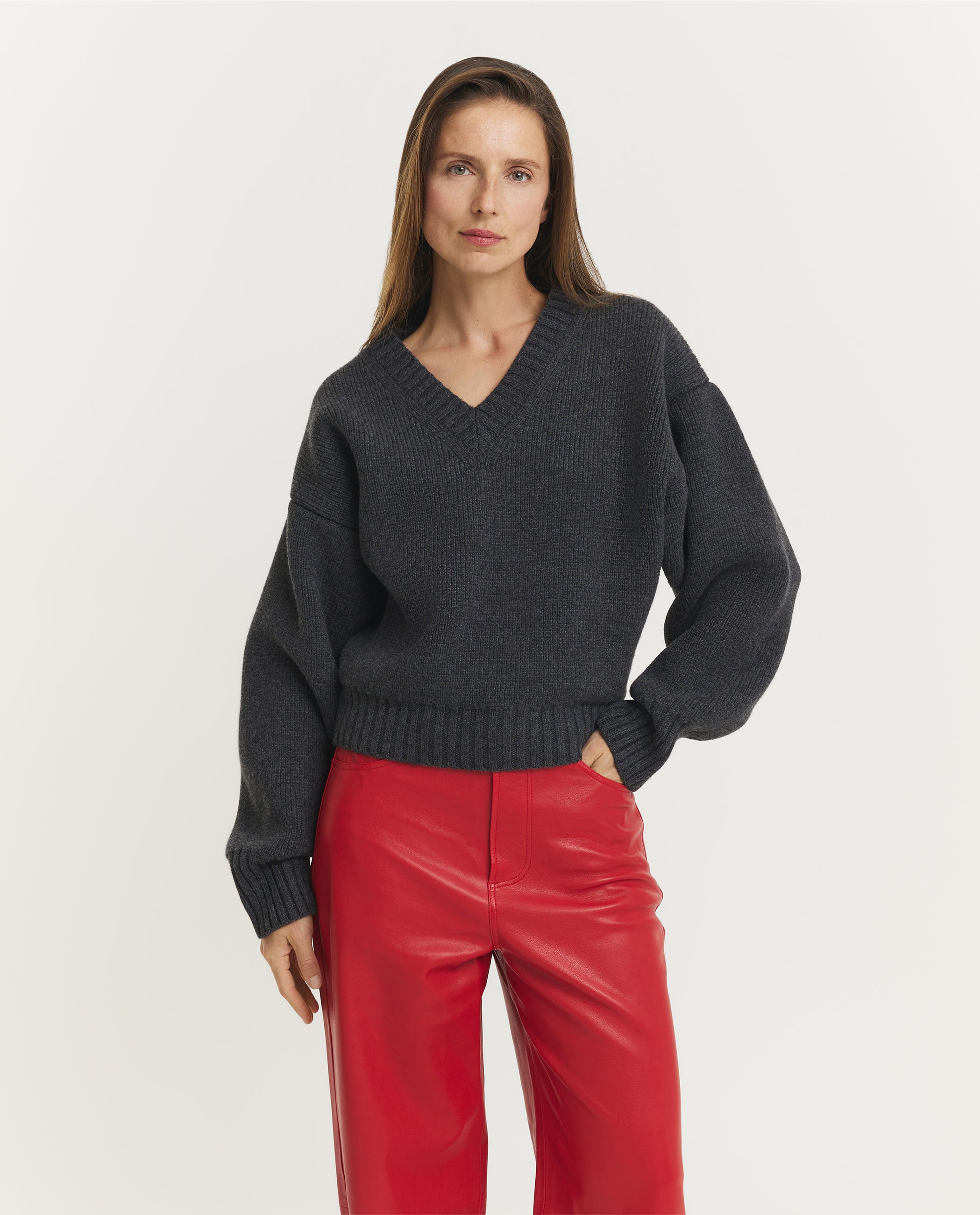 Sculptural Compact V-Neck