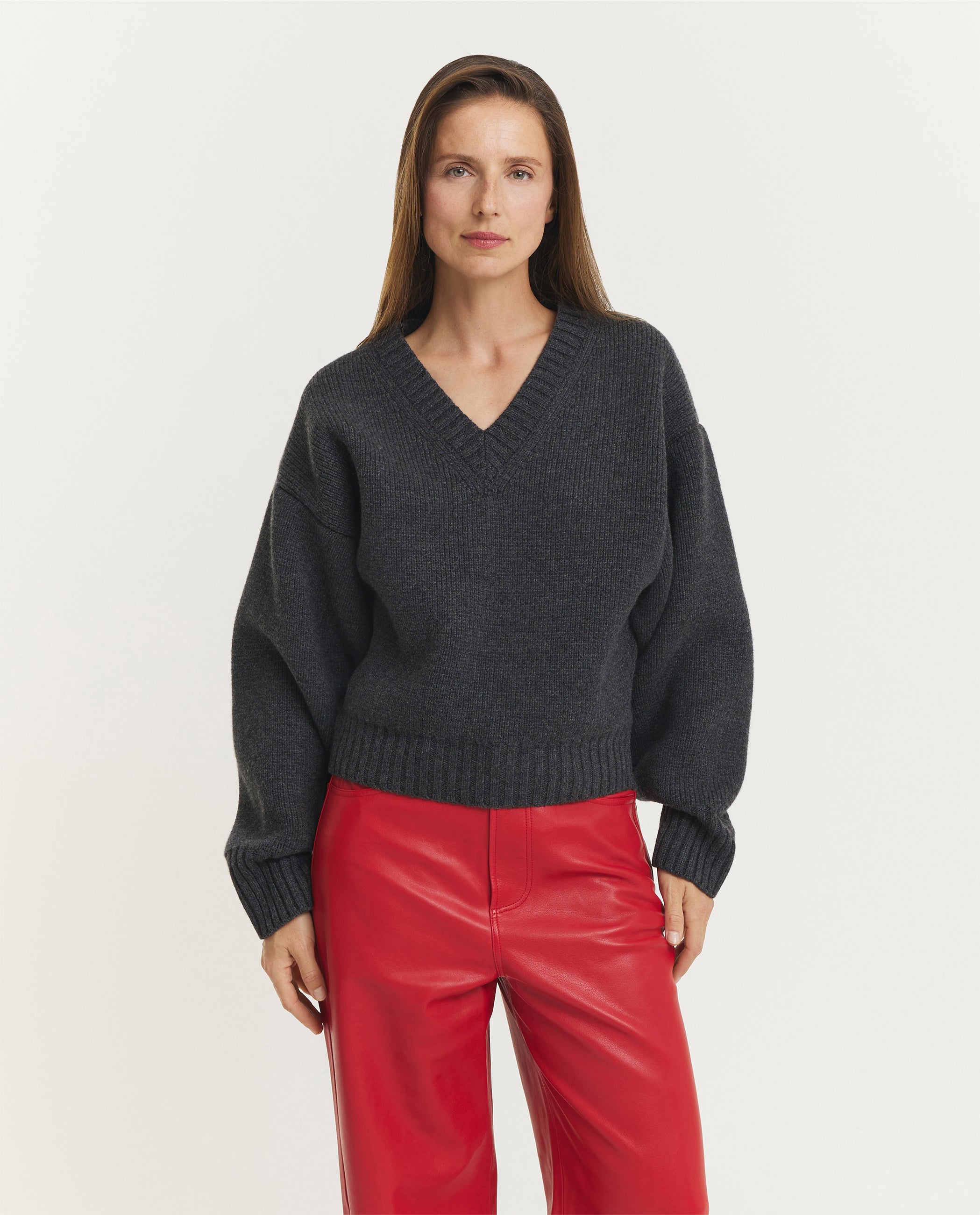 Sculptural Compact V-Neck