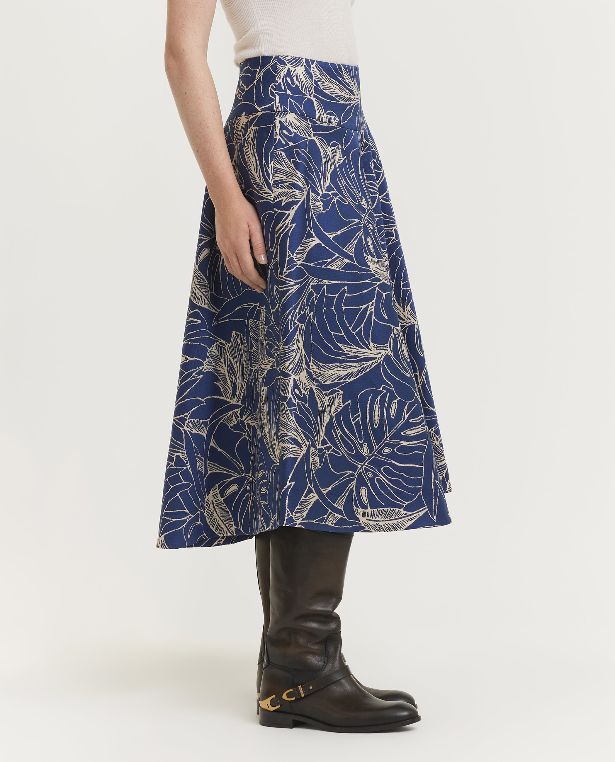 Midi Patroon Rok - Blauw