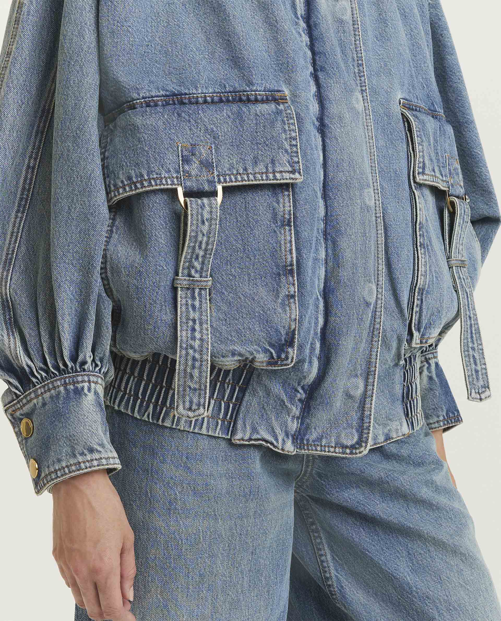 Denim bomber jacket 
