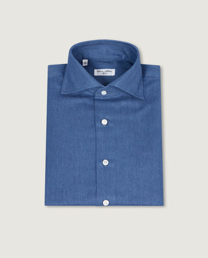 Katoen Cashmere Shirt - Blauw