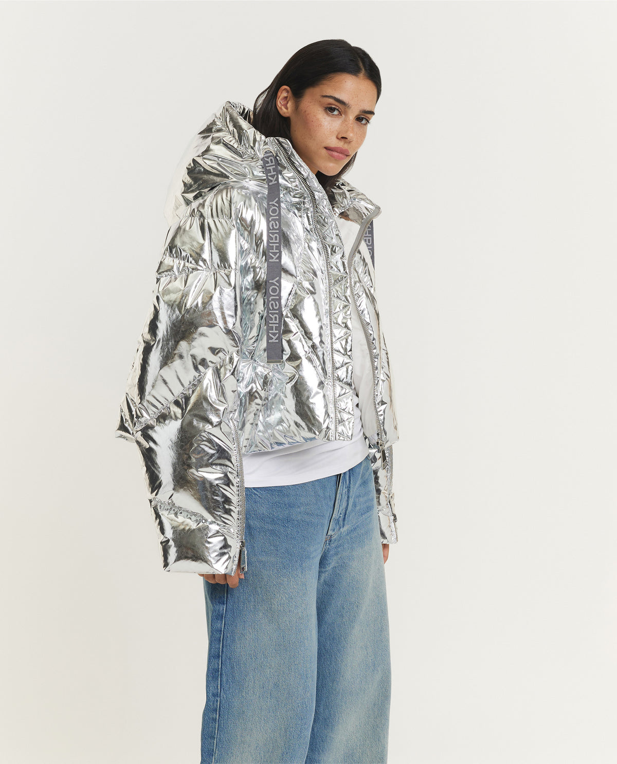 Crop Iconic Milano Puffer - Zilver