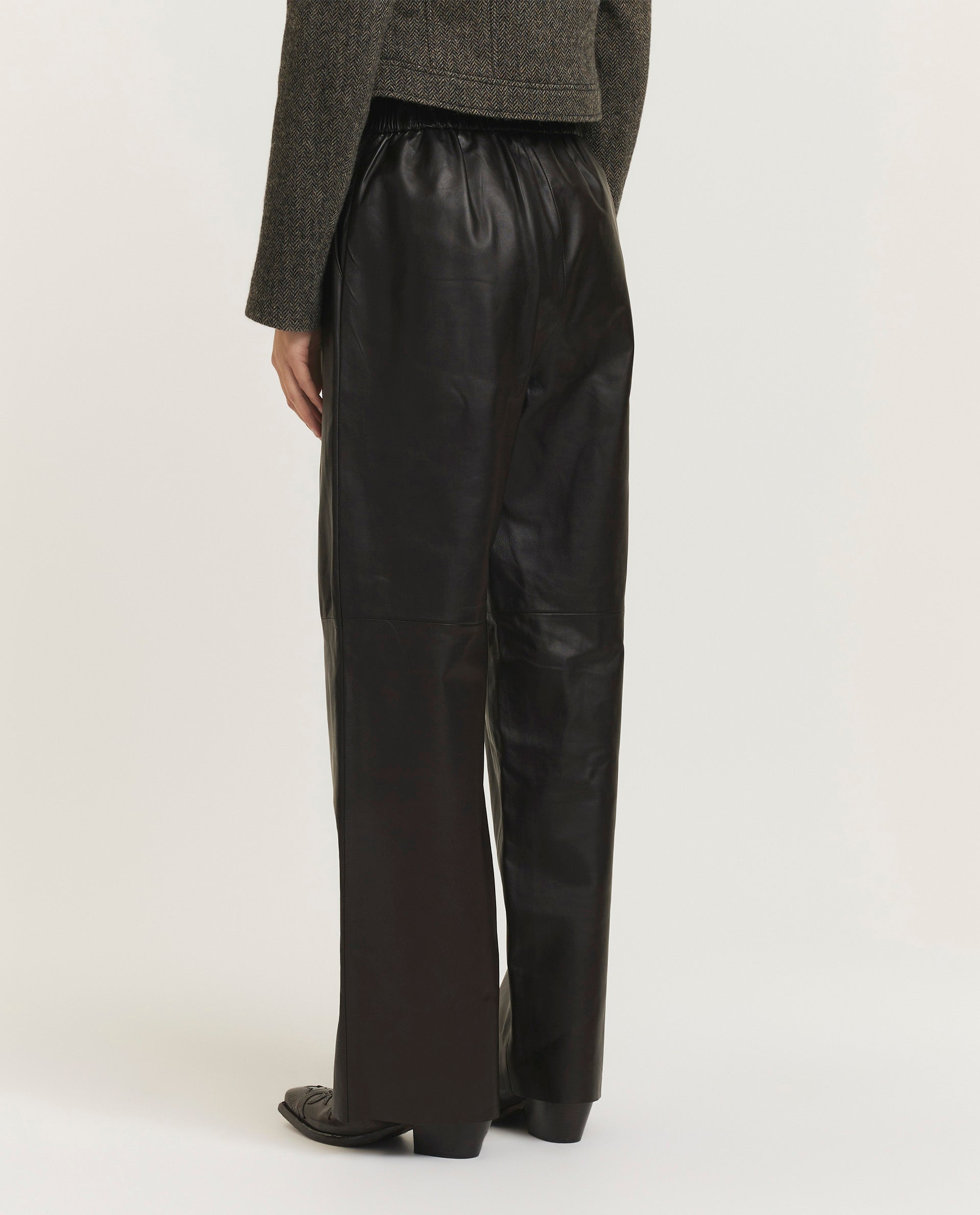 Wide leg leather trousers


