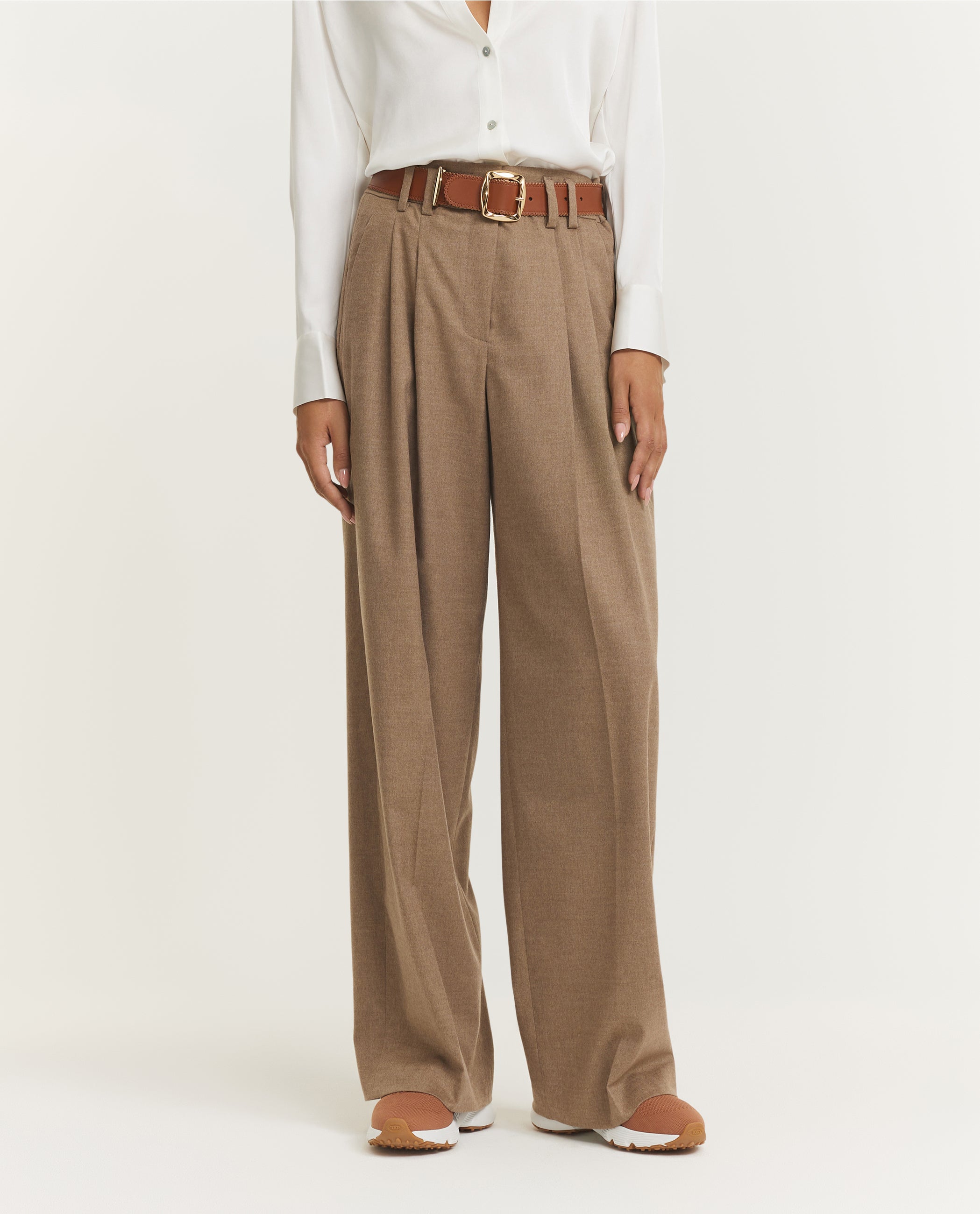 Wide Leg Pleated Trousers