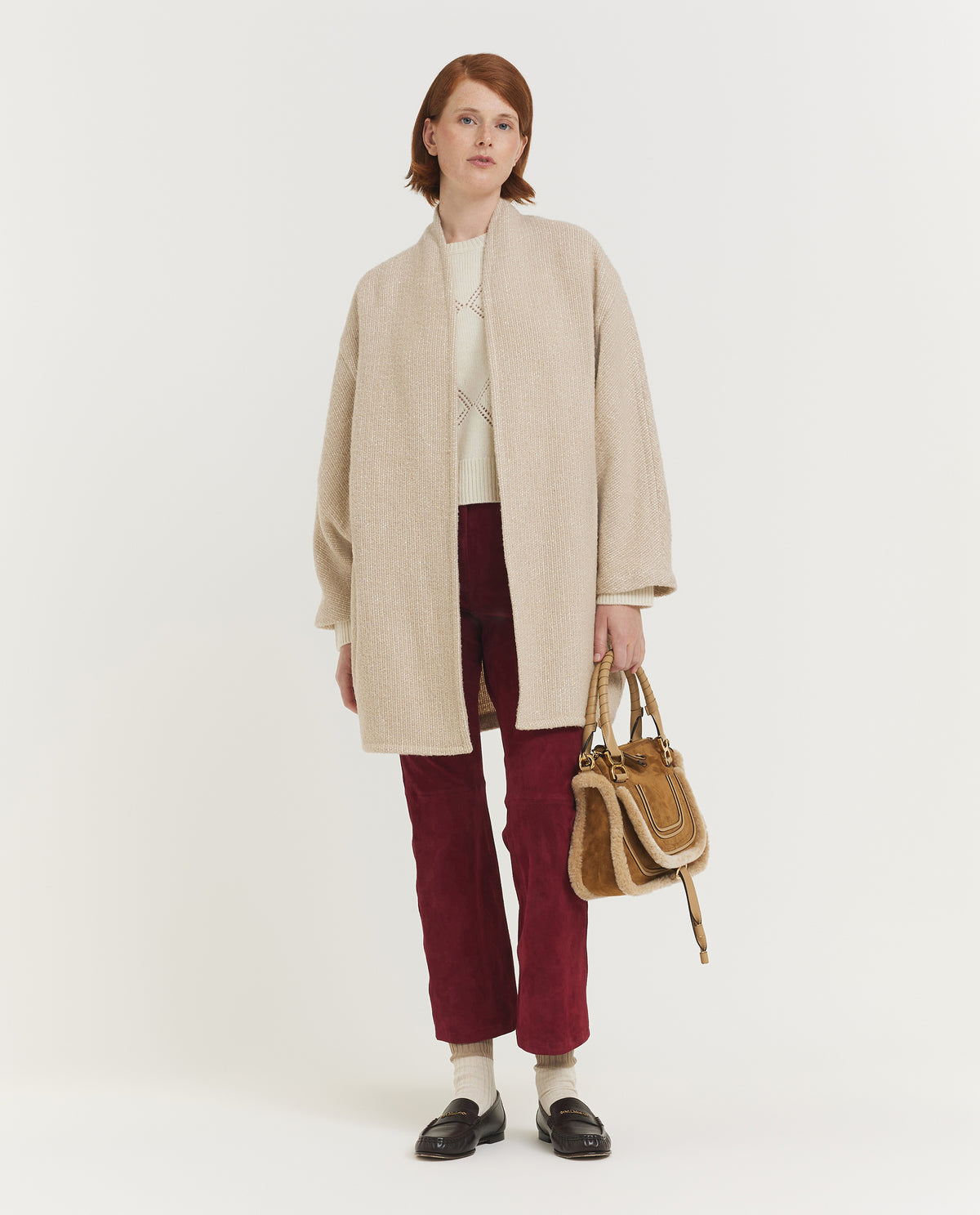 Textuur Argyle Trui - Ecru