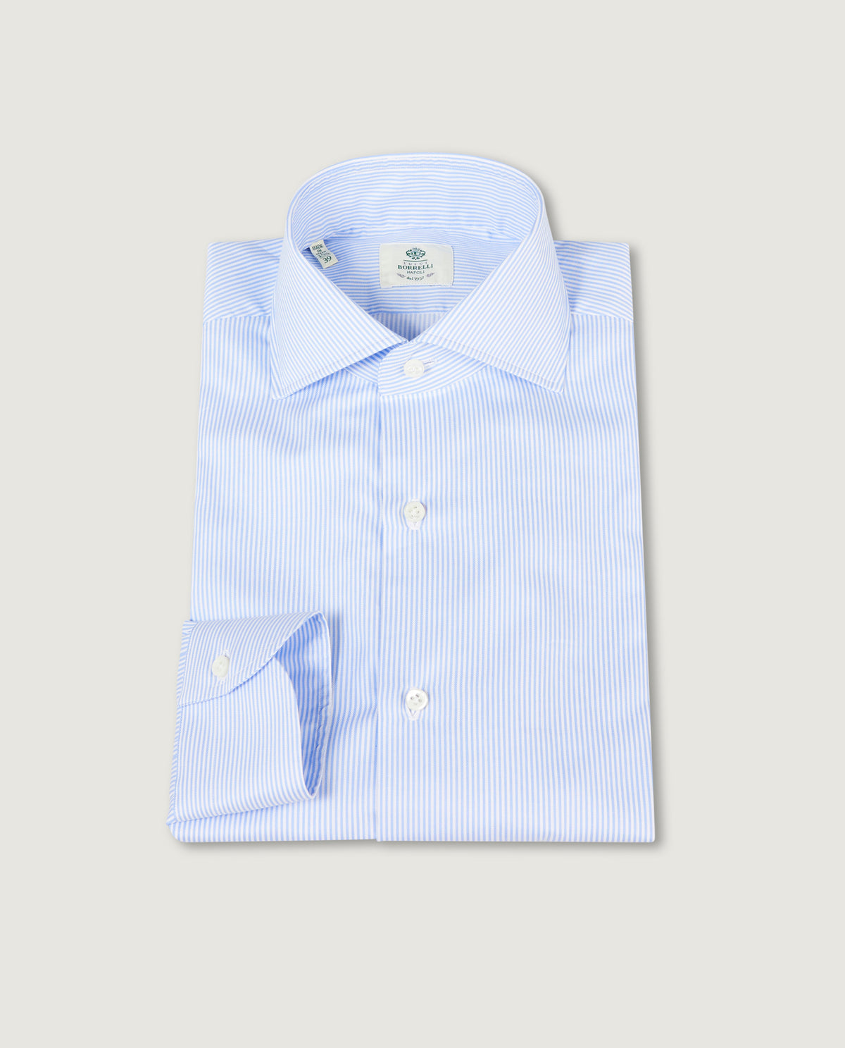Gestreept Twill Shirt - Lichtblauw