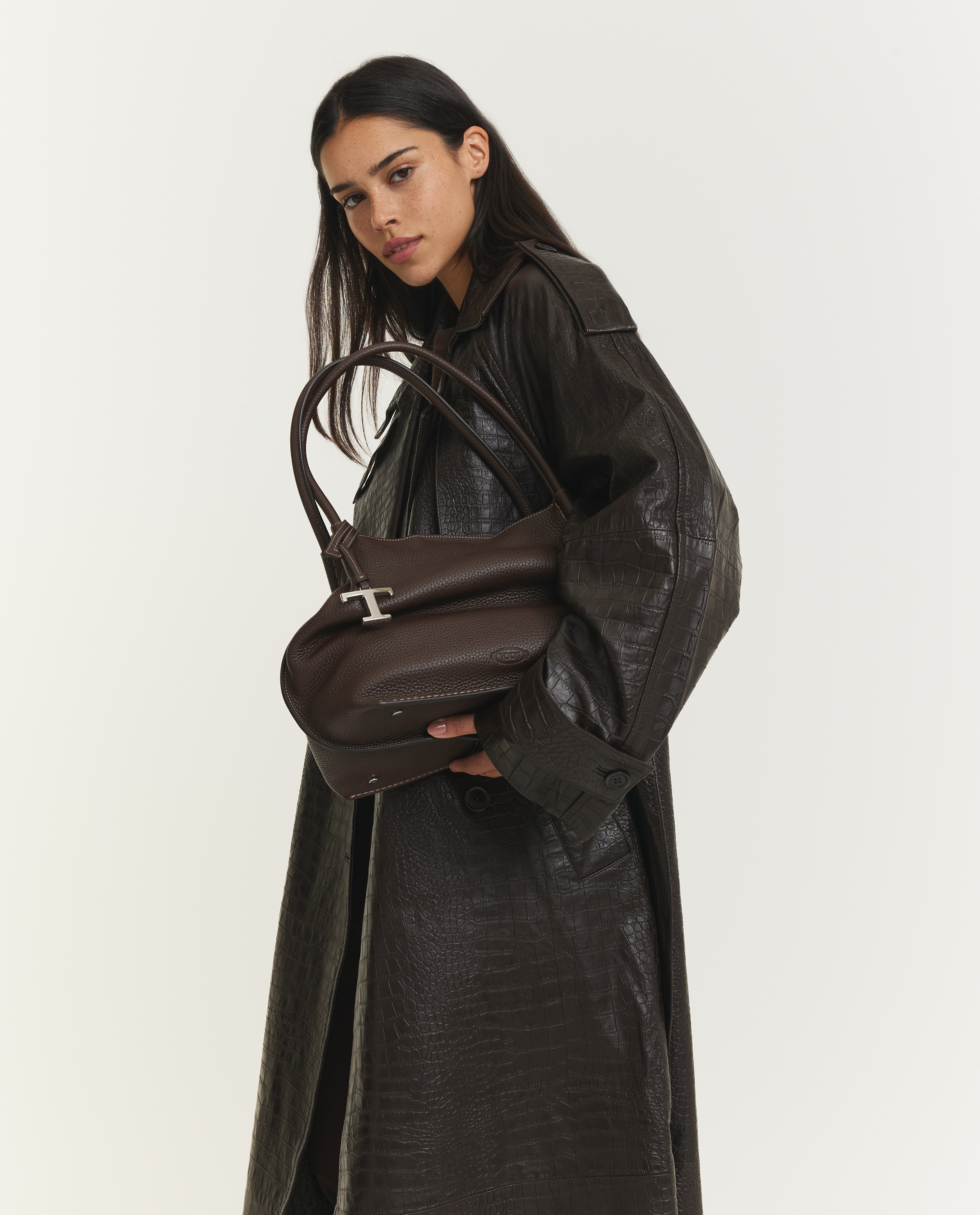 Leather Croco Trenchcoat