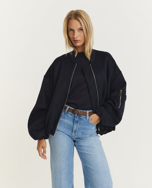 Pearl Wool Bomber Jacket