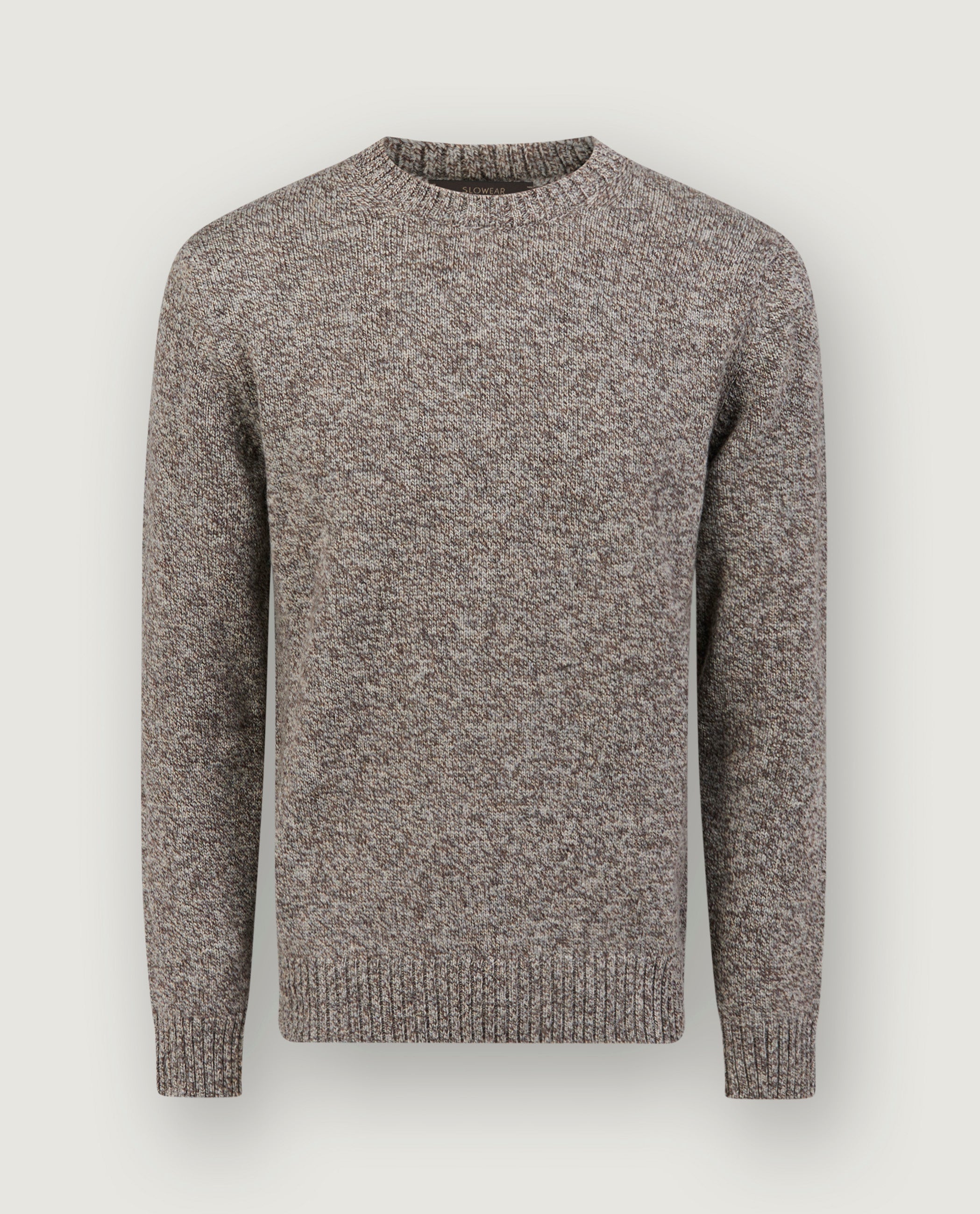 Ronde Hals Melange Trui - Lichtbruin