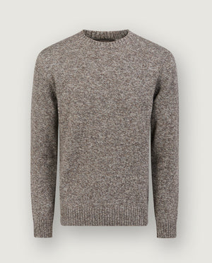 Ronde Hals Melange Trui - Lichtbruin