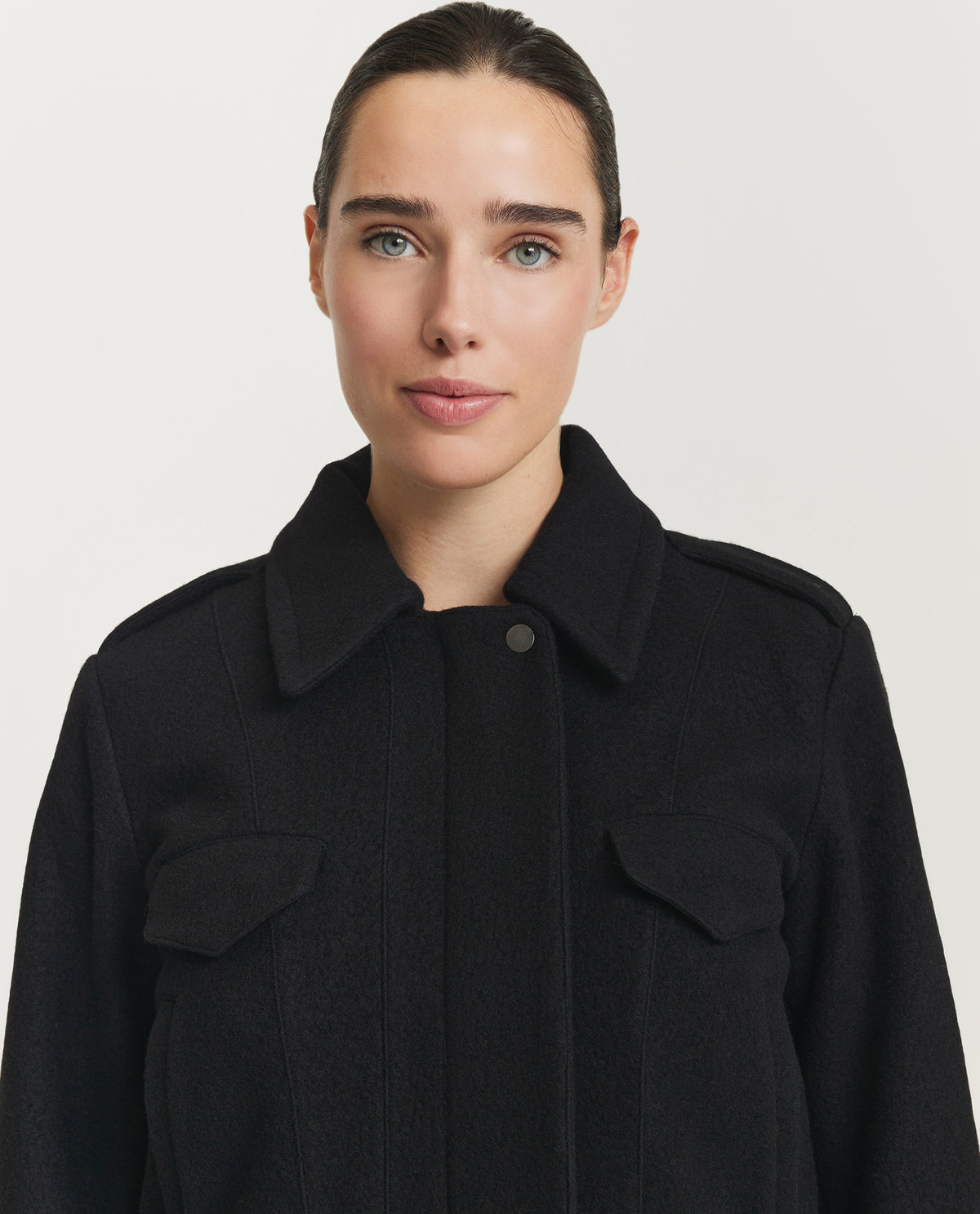 Cropped Wol Mix Jasje - Zwart