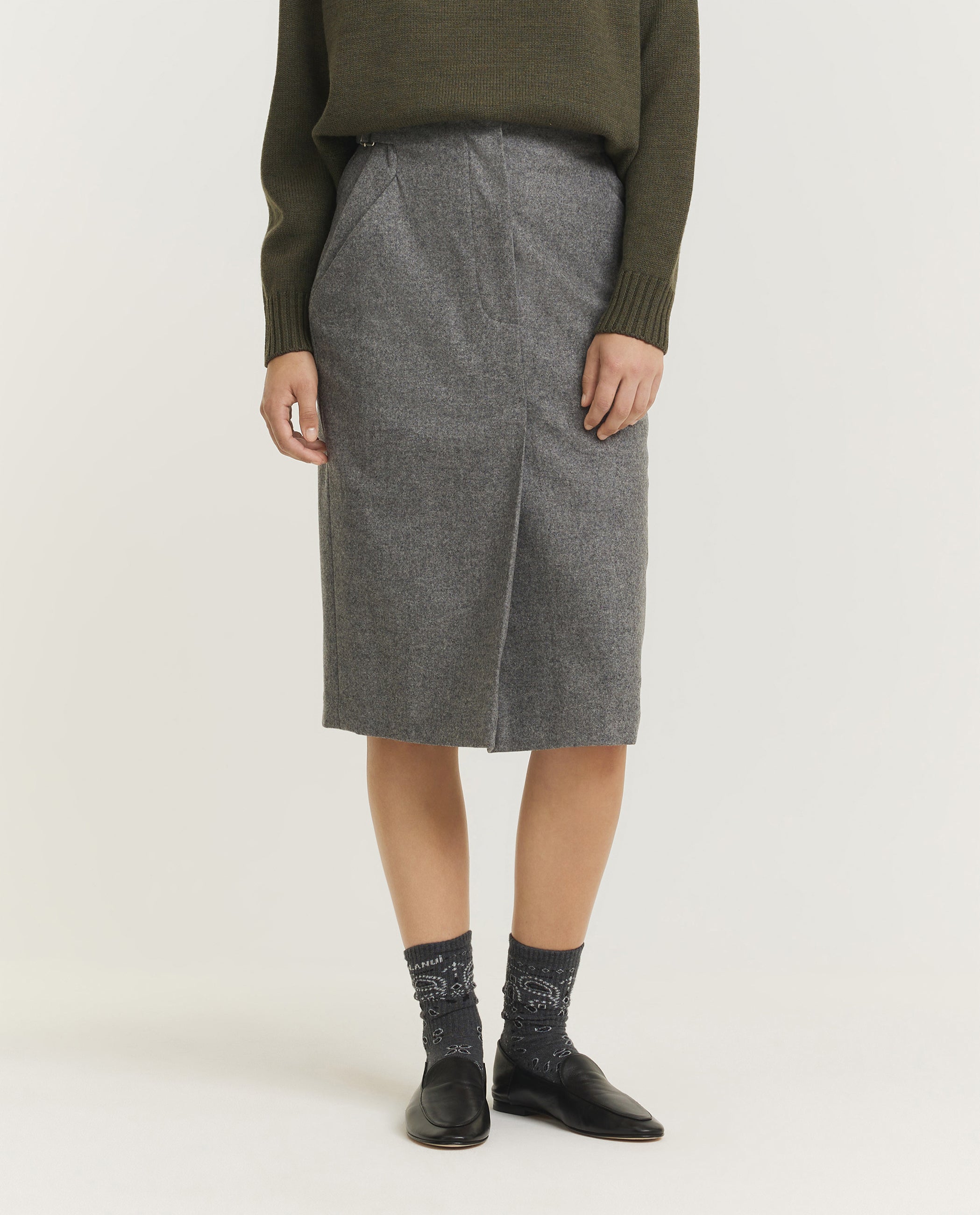 Wool Cashmere Pencil Skirt