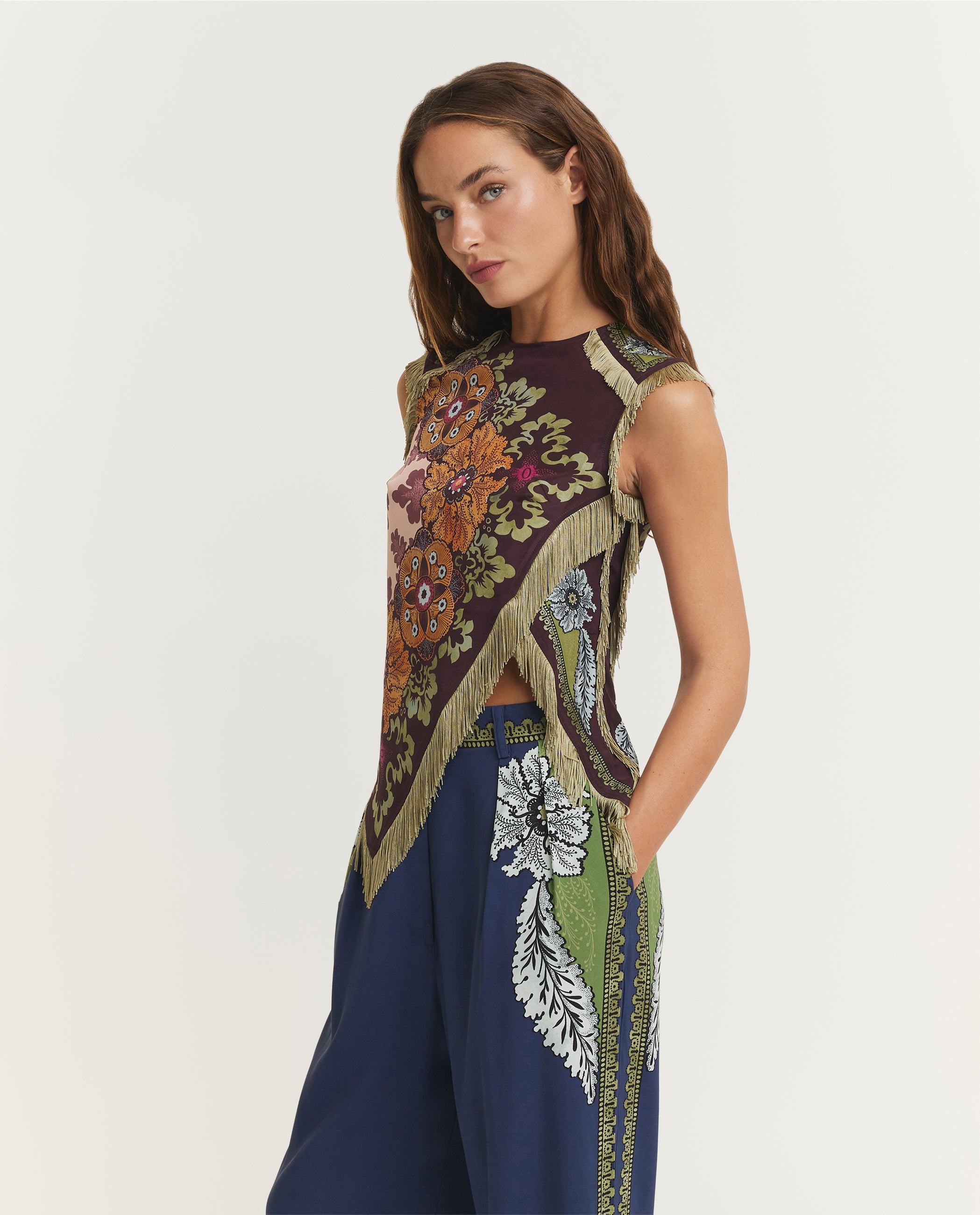 Zijden Scarf Top - Paars