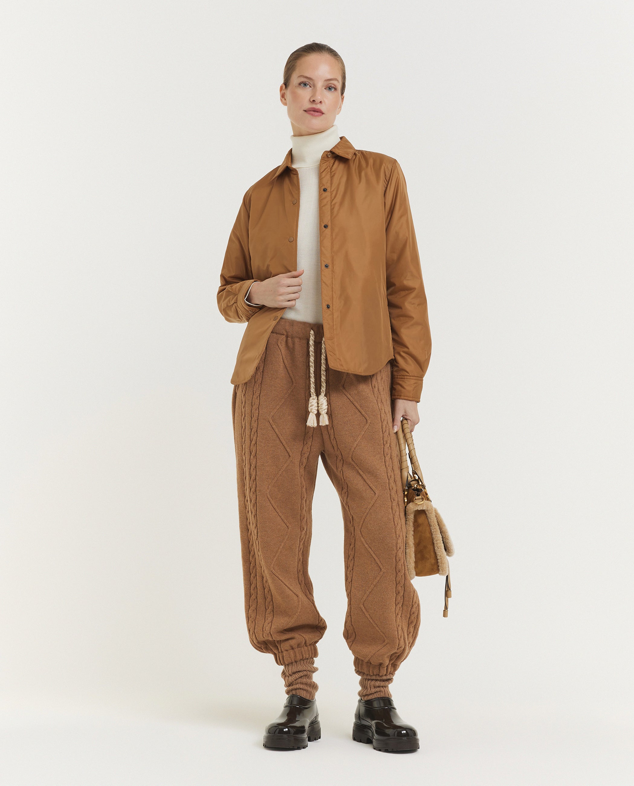 Essential Wollen Kabel Jogger - Lichtbruin