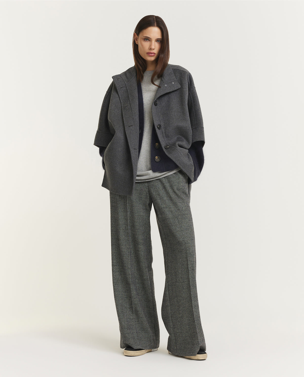 Relaxed Wollen Vest - Donkerblauw