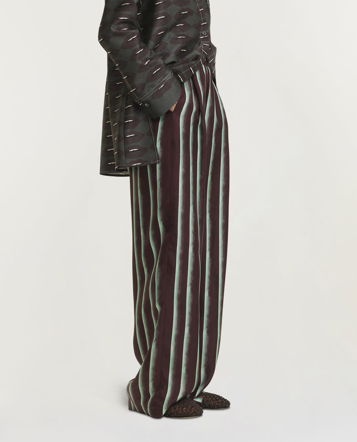 Painted Stripes Silk Trousers