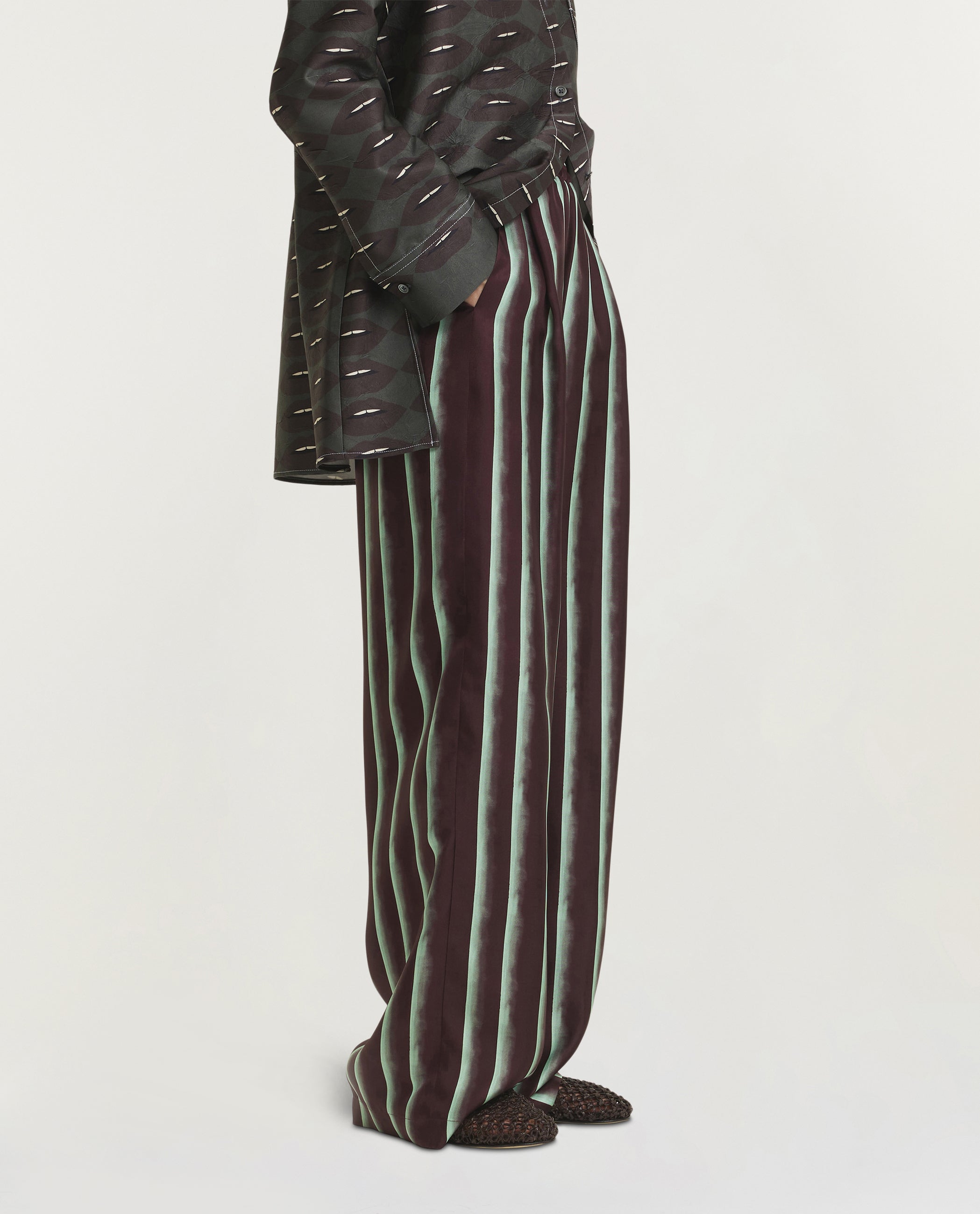 Painted Stripes Silk Trousers