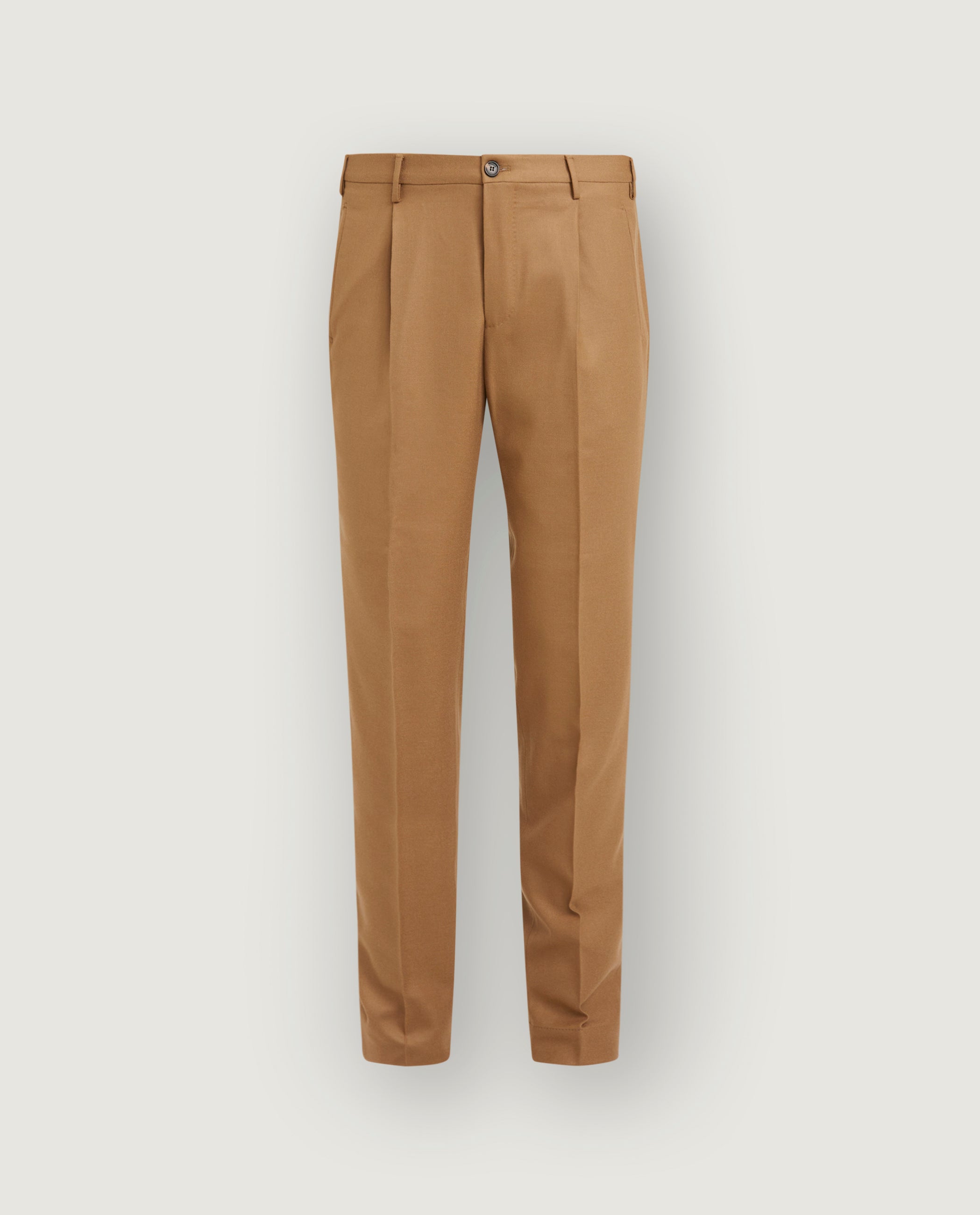 Geplooide Wol Cashmere Pantalon - Lichtbruin
