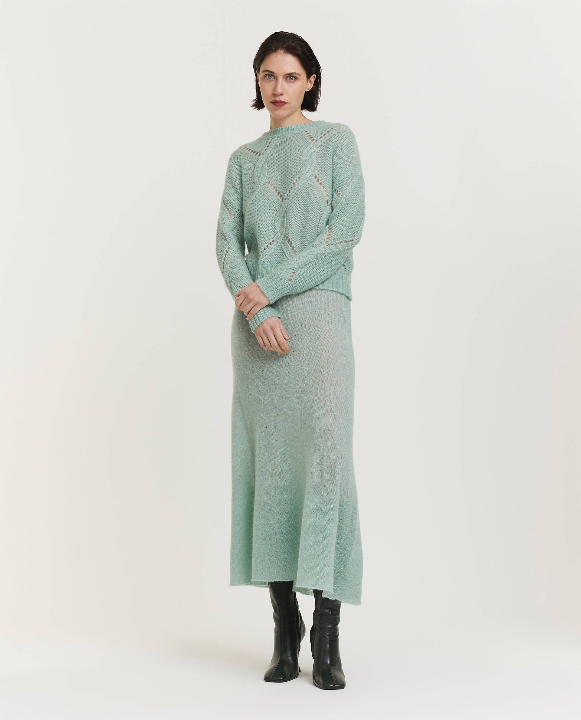 Cashmere-zijden midi rok