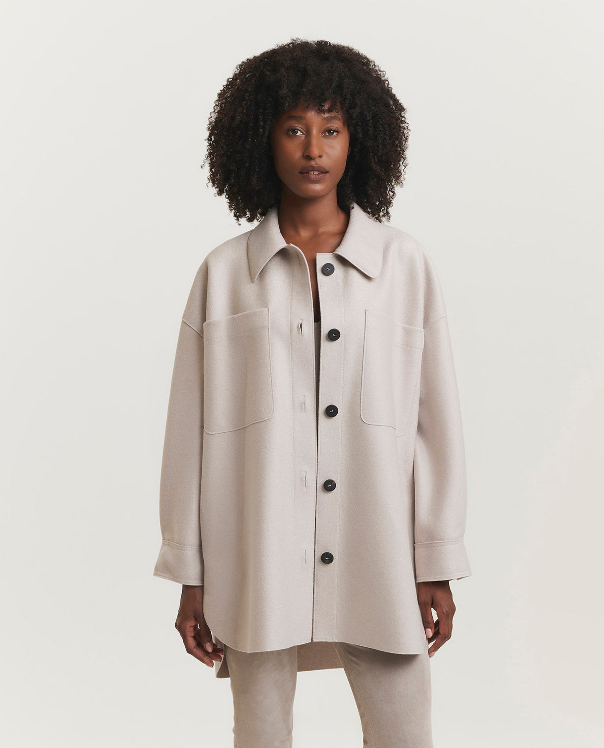 Geperst Wollen Jas - Ecru