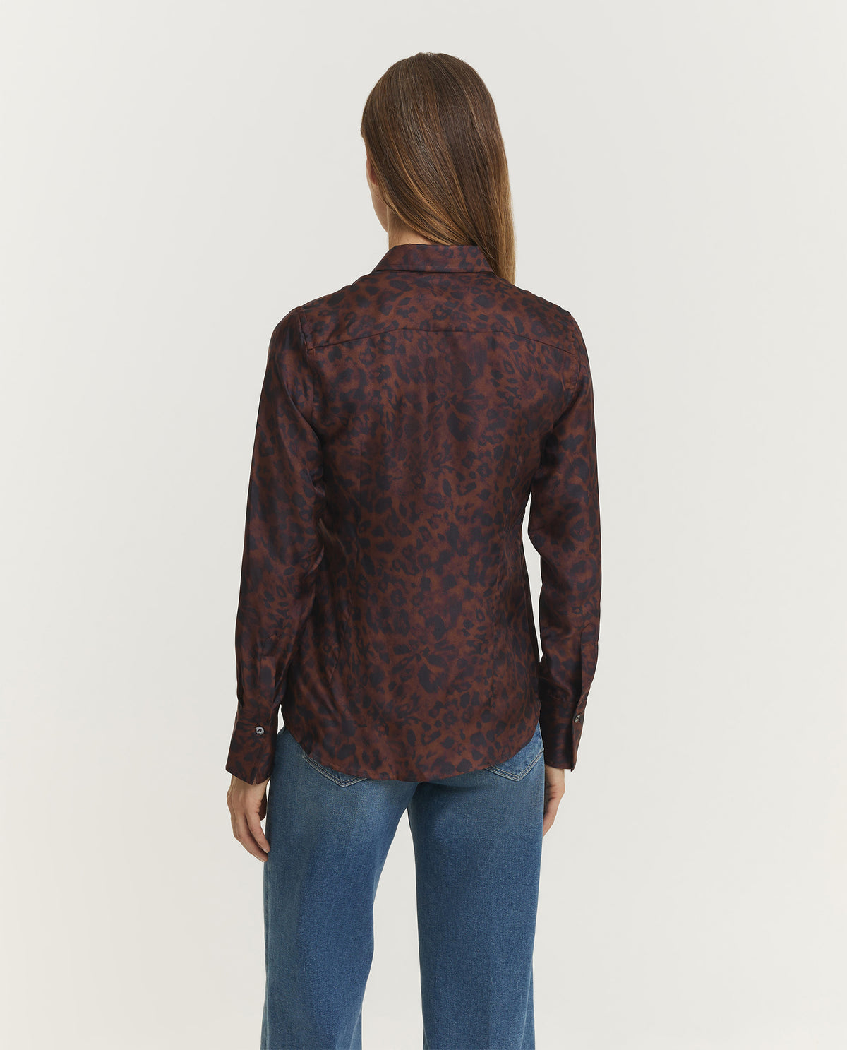 Zijden Dierenprint Blouse - Bruin