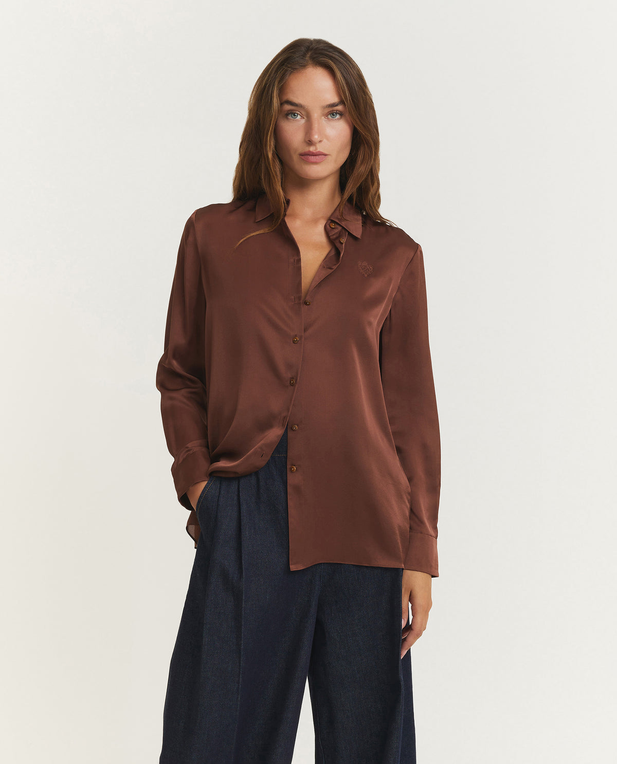 Hypnotic Zijden Shirt - Bruin