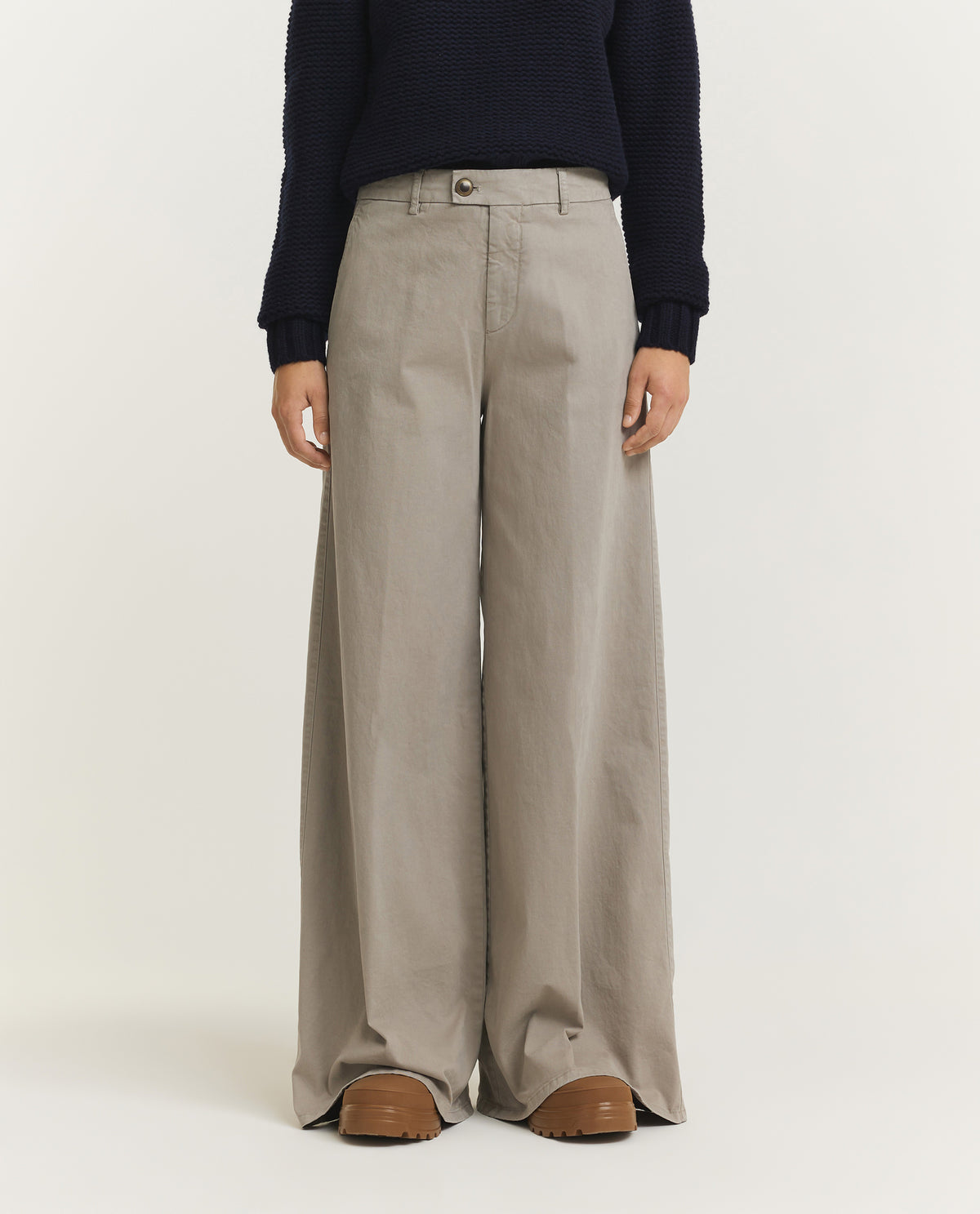 Katoenen Nina Broek - Lichtgrijs