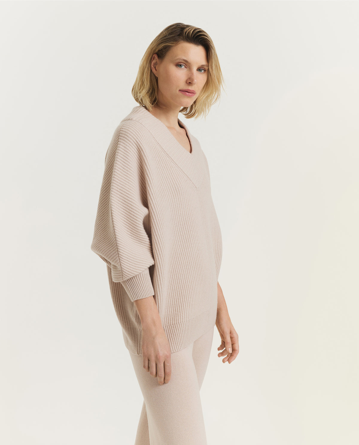 Grove V-Hals Trui - Lichtbruin