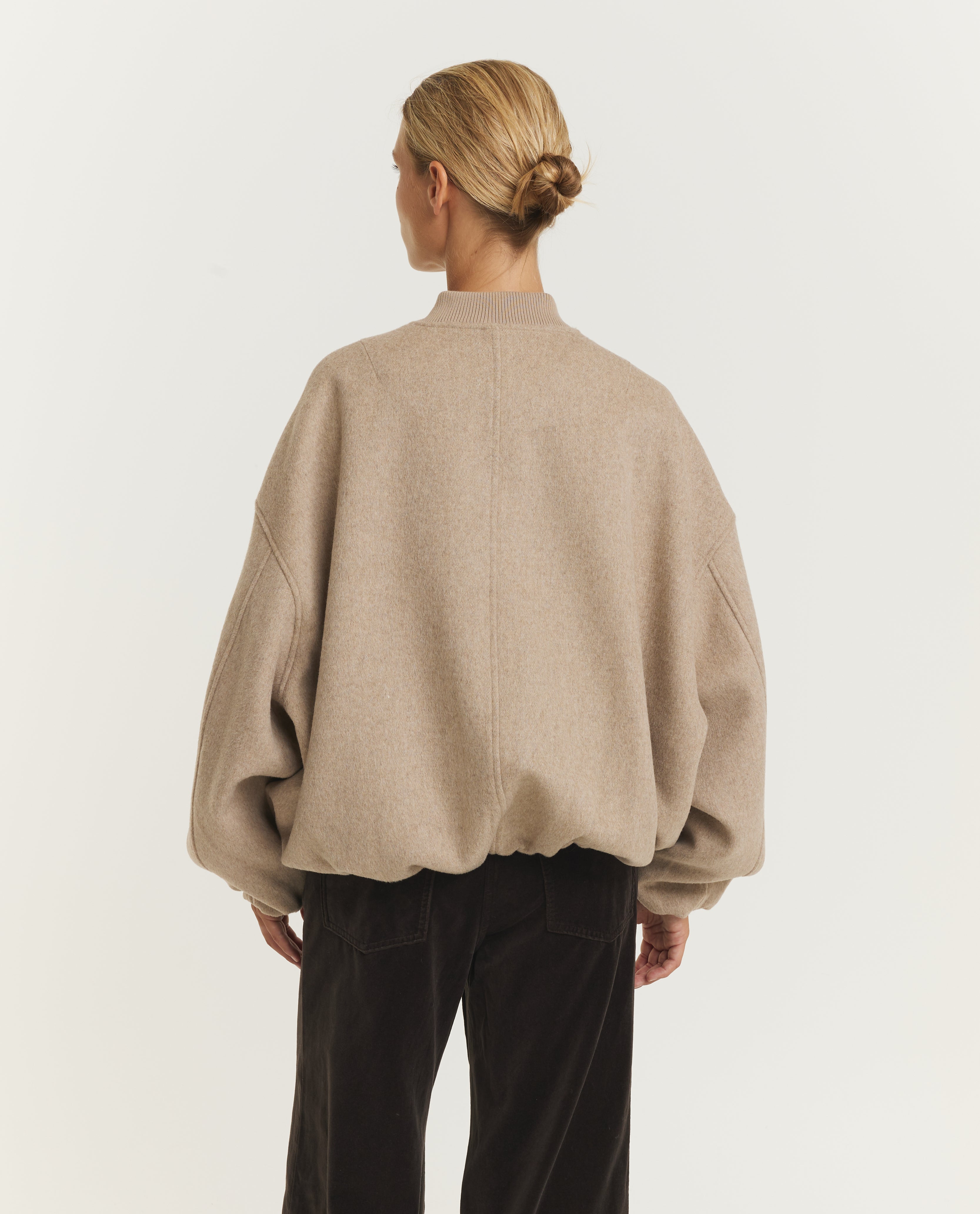 Pearl Wool Bomber Jacket