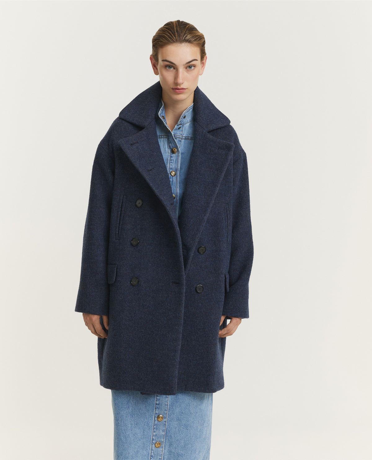 Alpaca Wol Overjas - Blauw