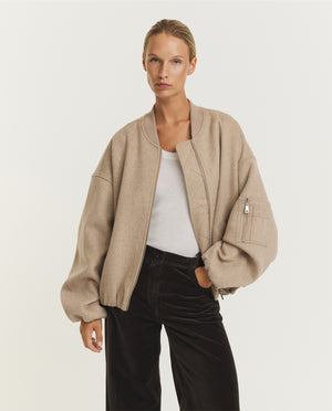Pearl Wool Bomber Jacket
