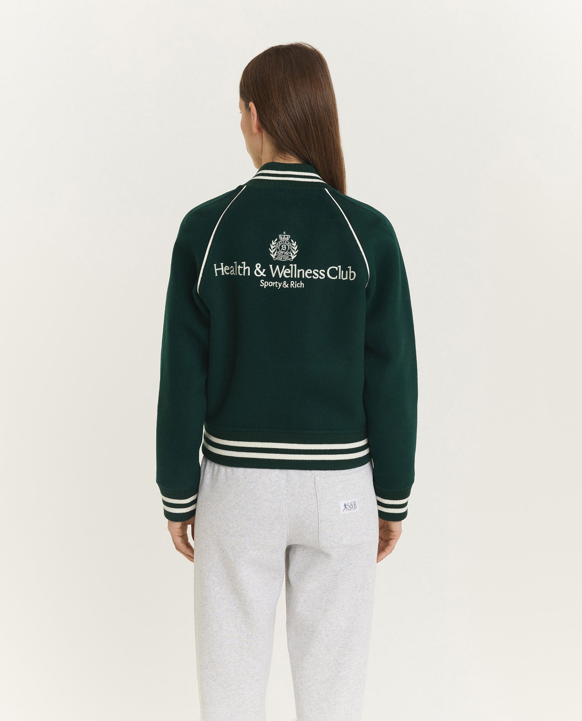 Wol Cashmere Varsity Jacket - Groen – Pauw Wol Cashmere Varsity Jacket - Groen – Pauw