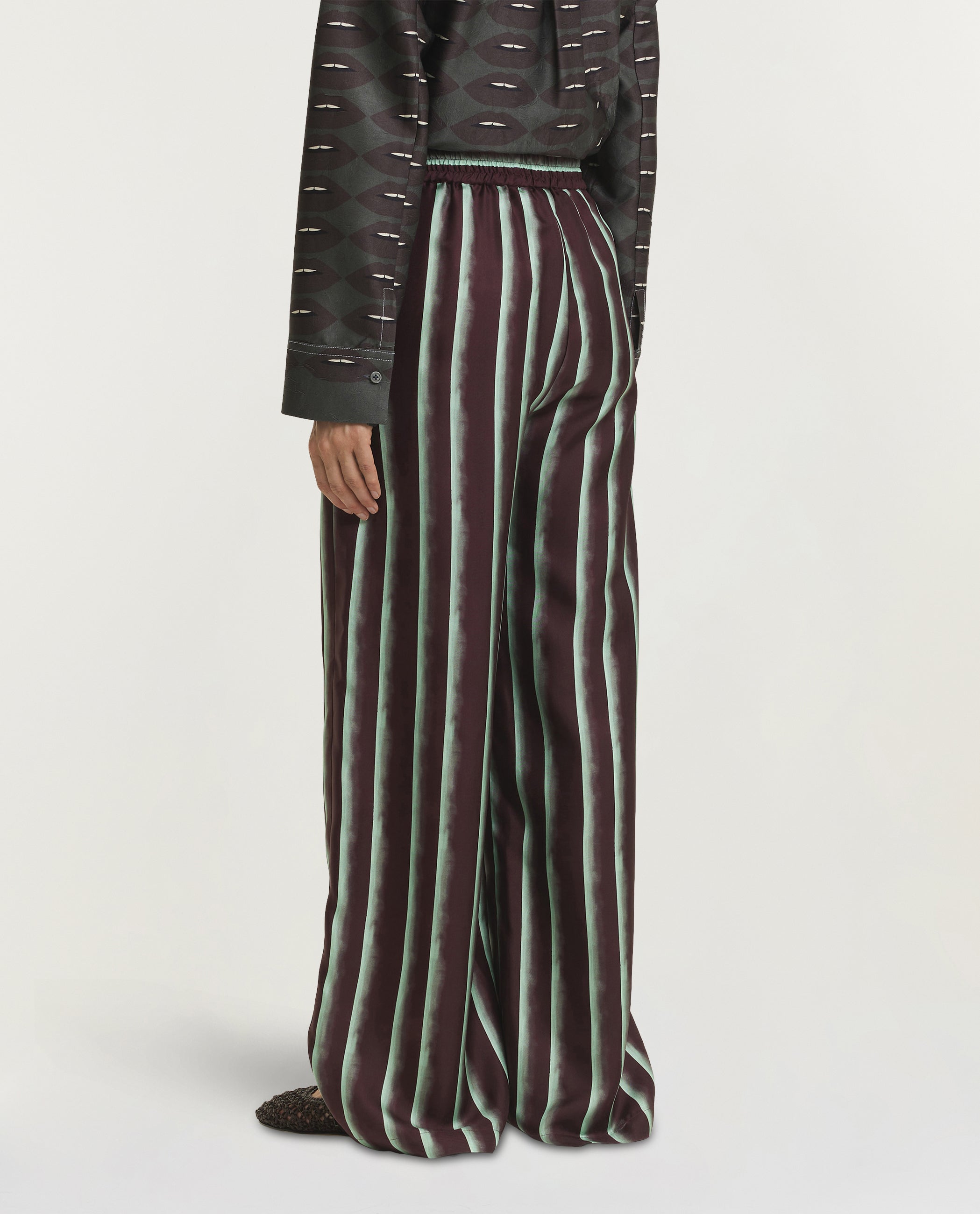 Painted Stripes Silk Trousers