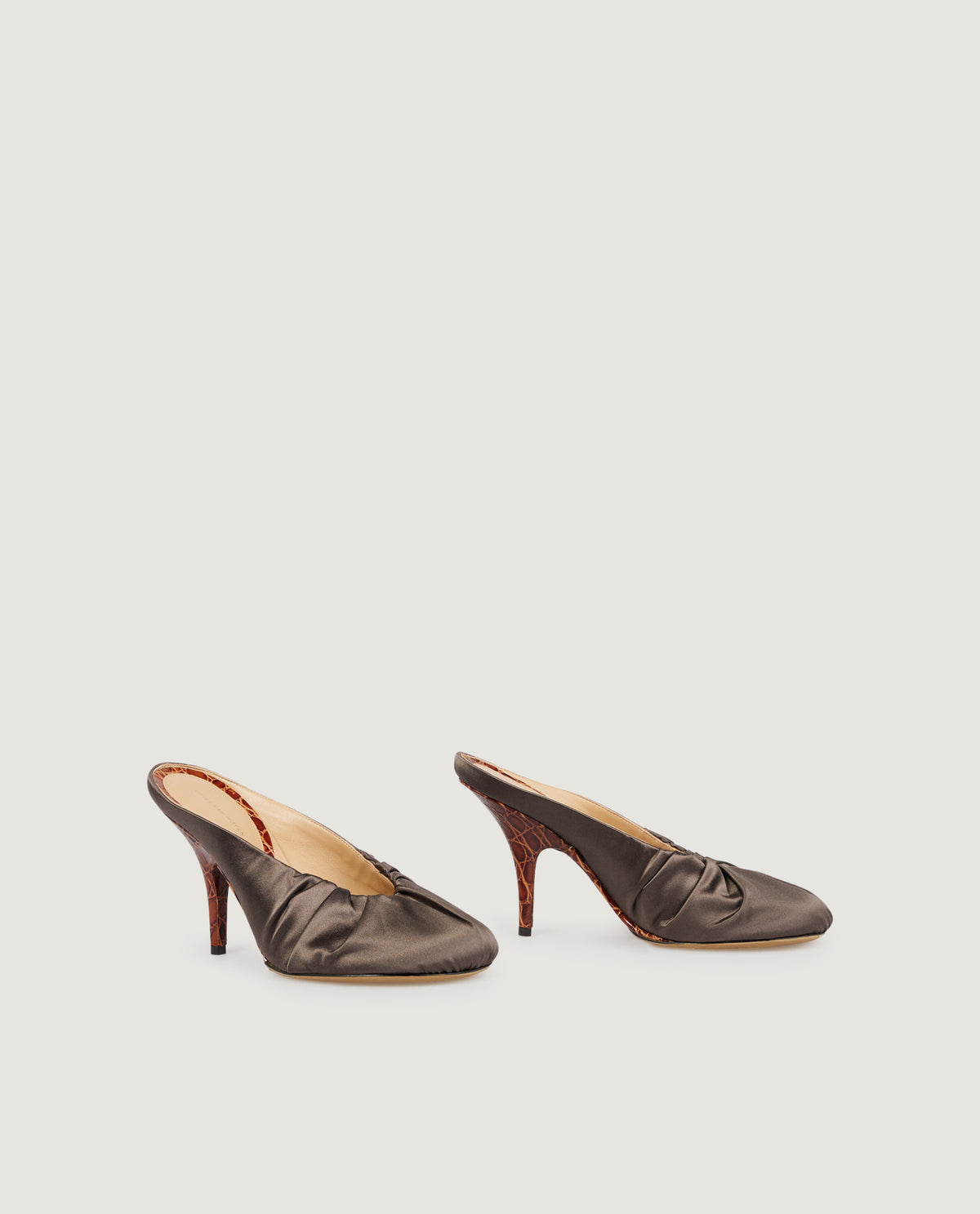 Satijnen Hak Muiltjes - Bruin