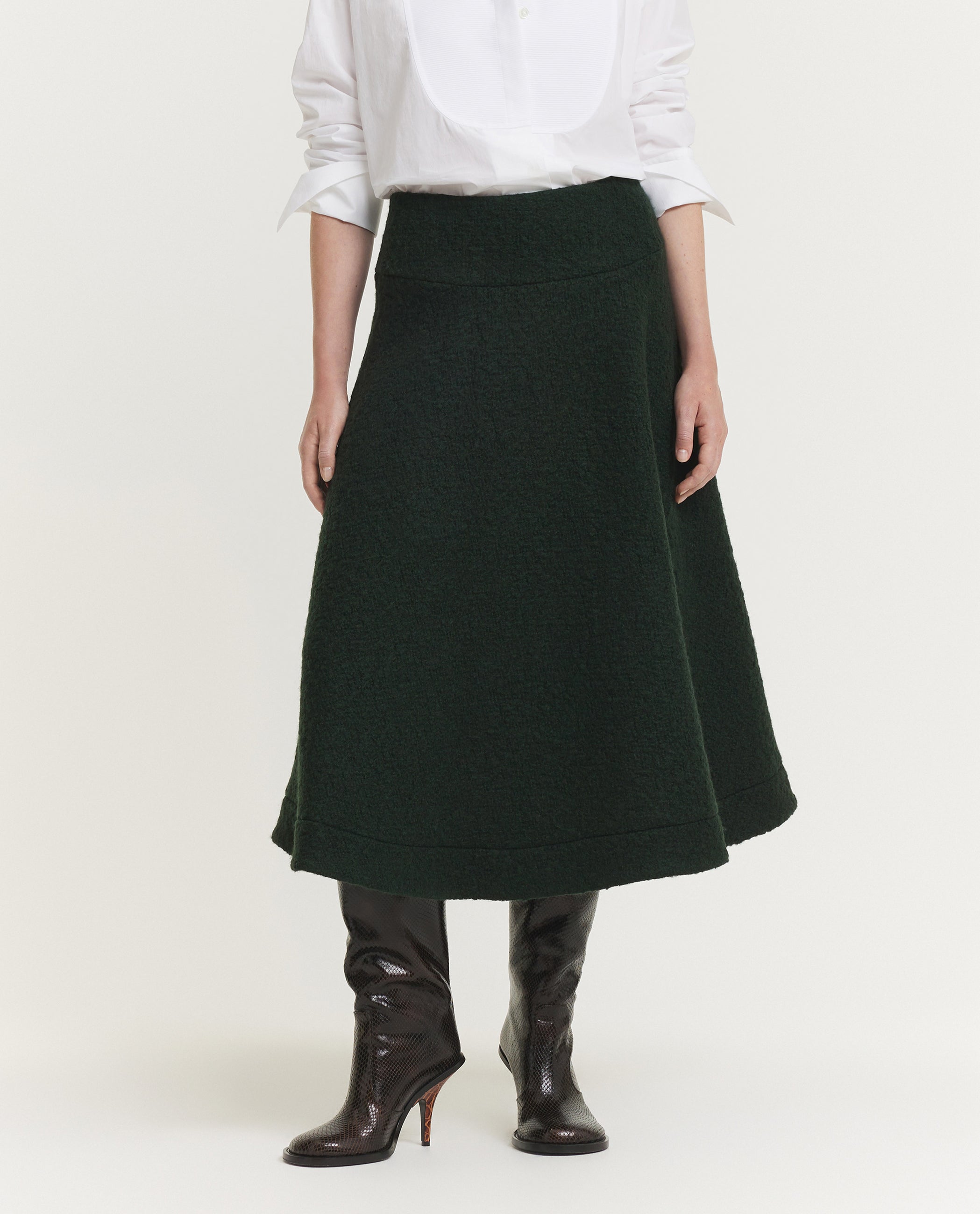 Wollen Midi Rok - Groen