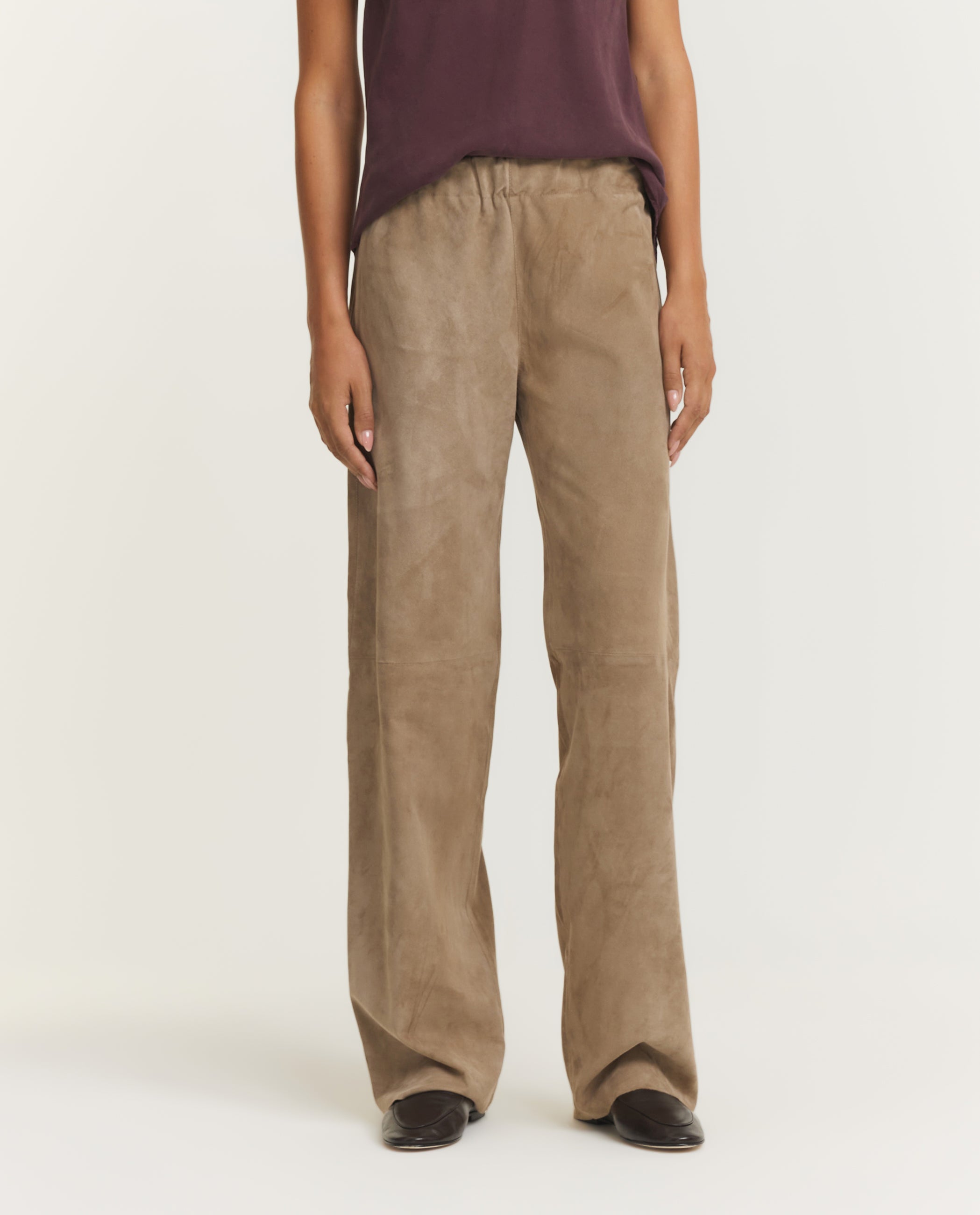 Straight Suede Trousers