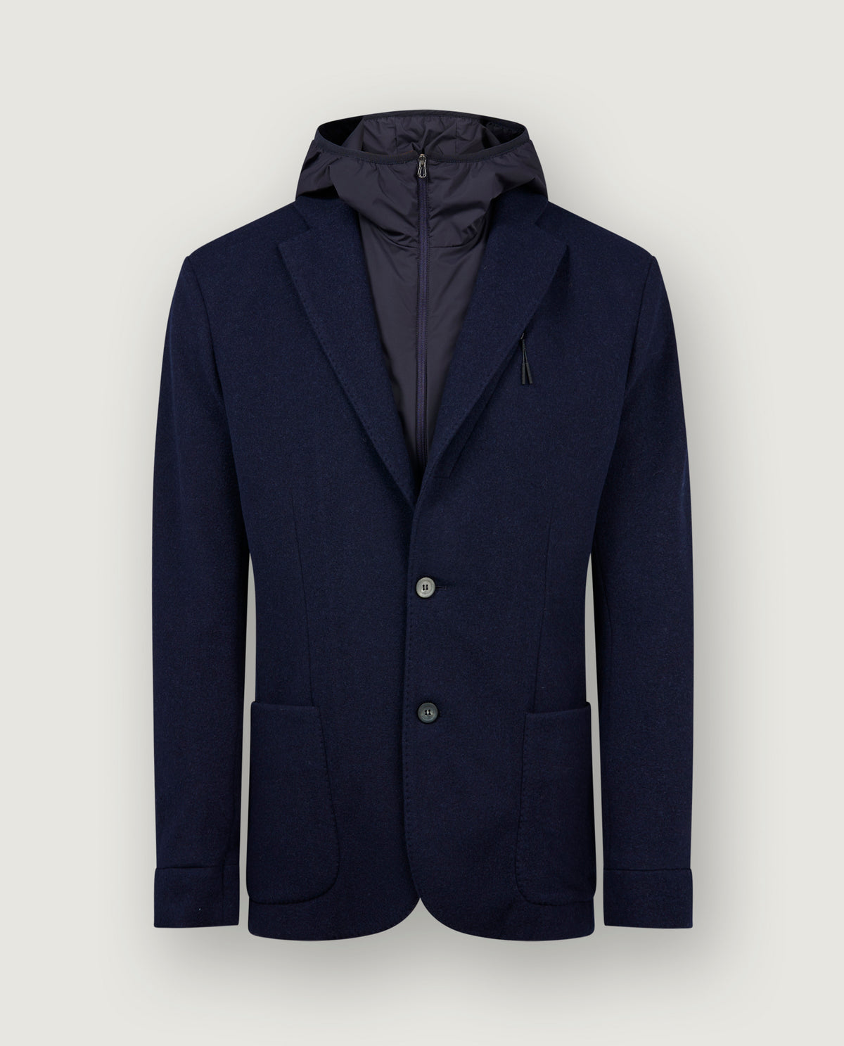 Wollen Hoodie Blazer - Donkerblauw