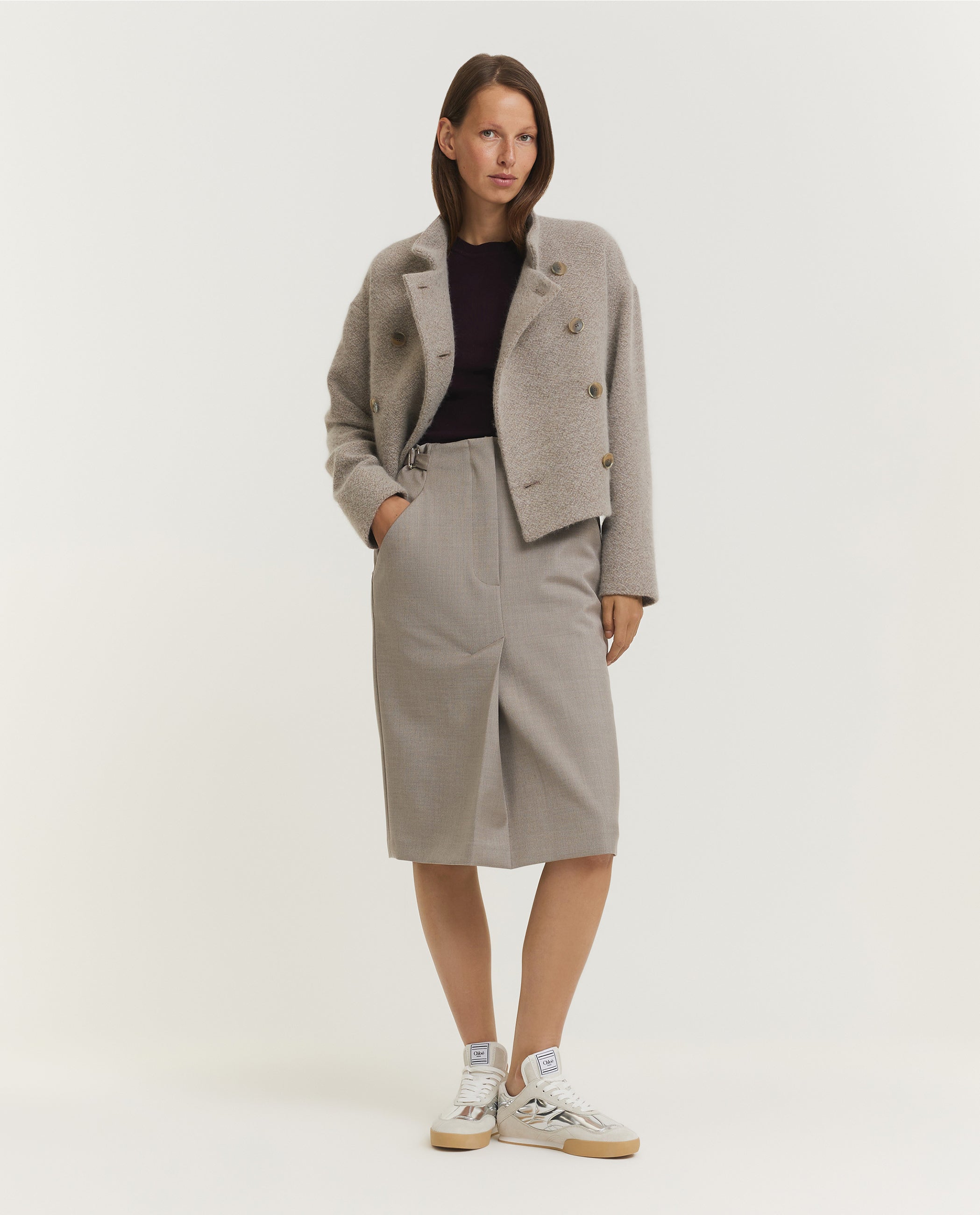 Silk Wool Pencil Skirt