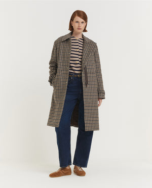 Geruite Car Coat - Lichtbruin