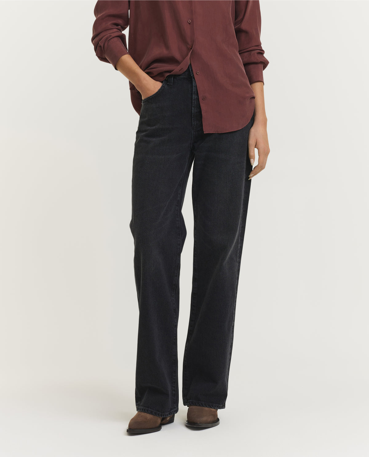 Annina High Rise Wijde Jeans - Zwart