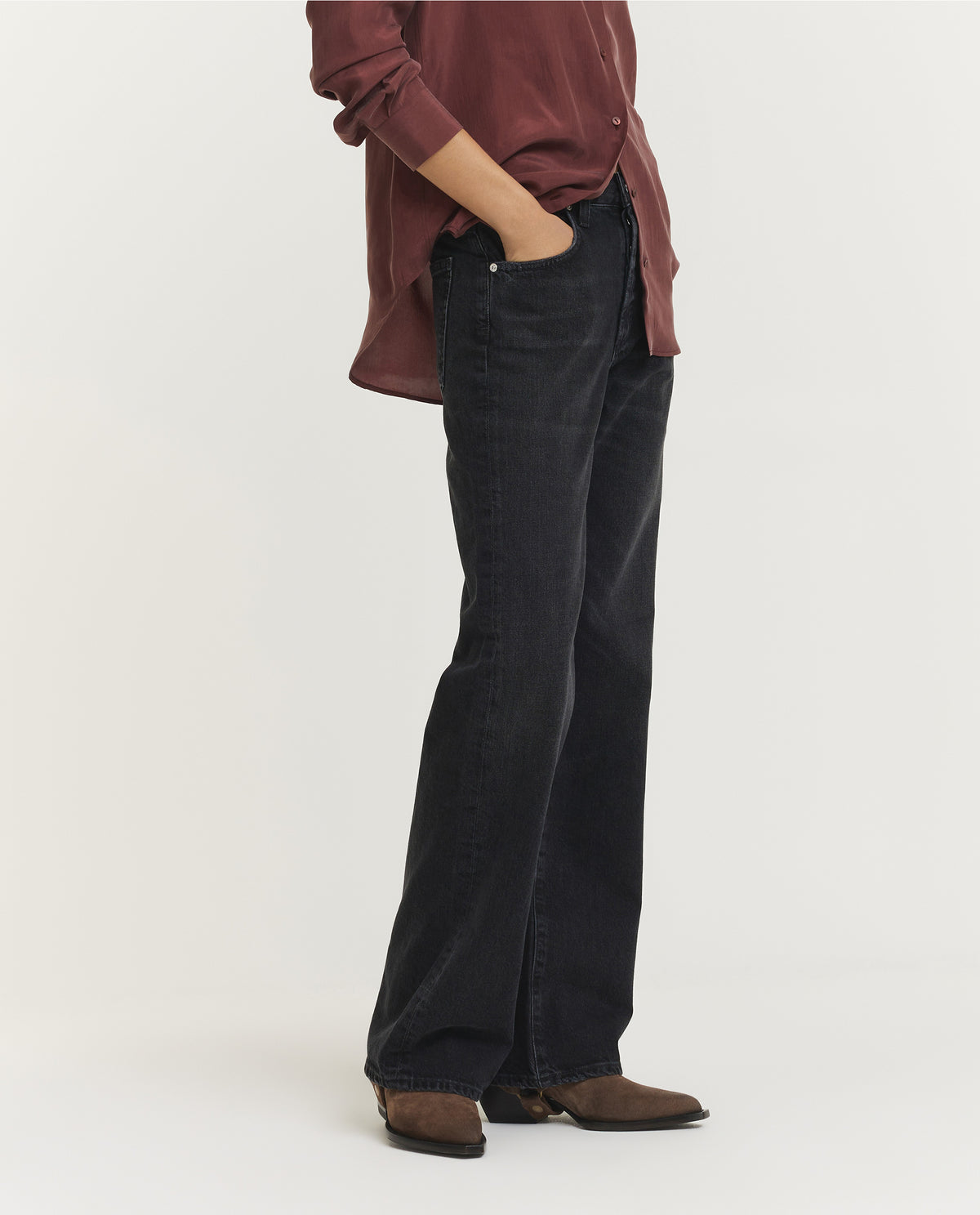 Annina High Rise Wijde Jeans - Zwart