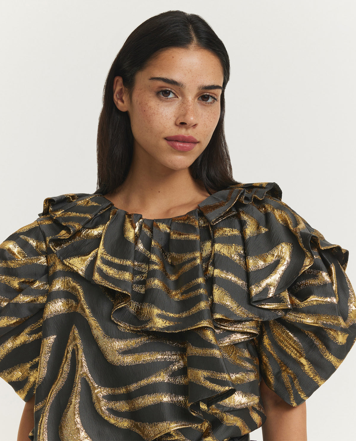 Metallic Zebra Wave Top