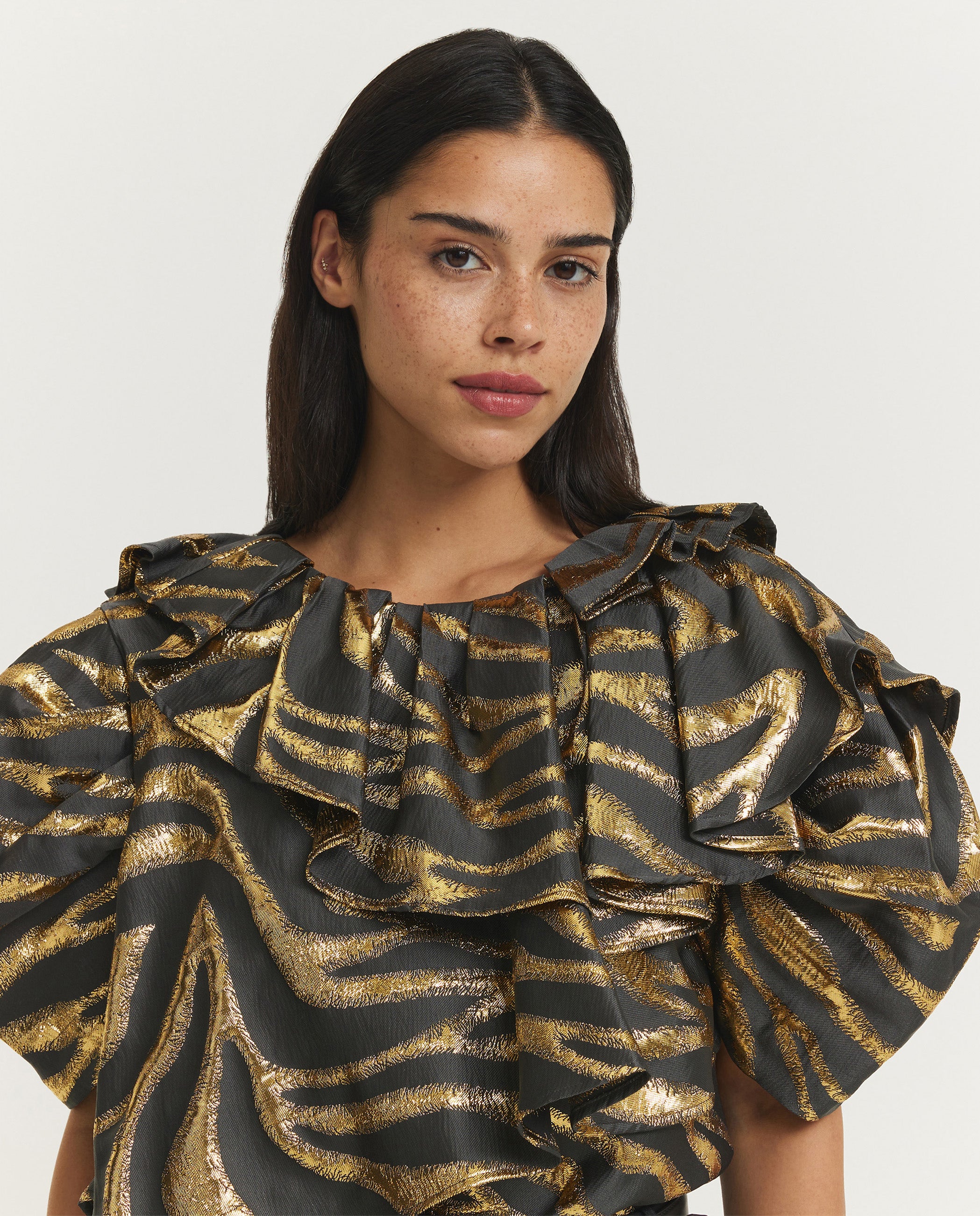 Metallic Zebra Wave Top