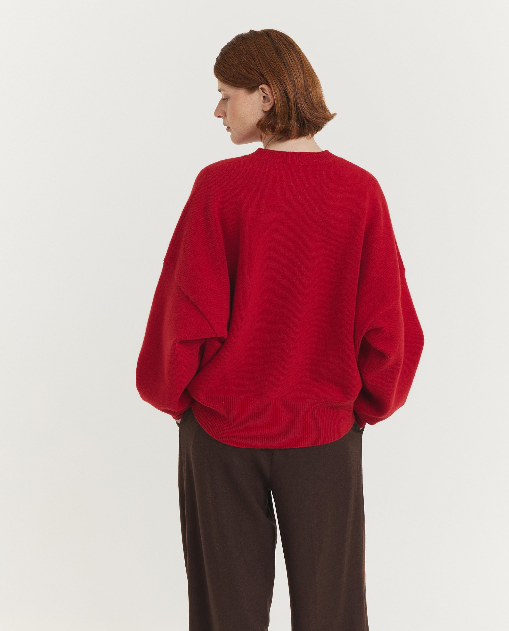 Boiled Wollen Ronde Hals Trui - Rood